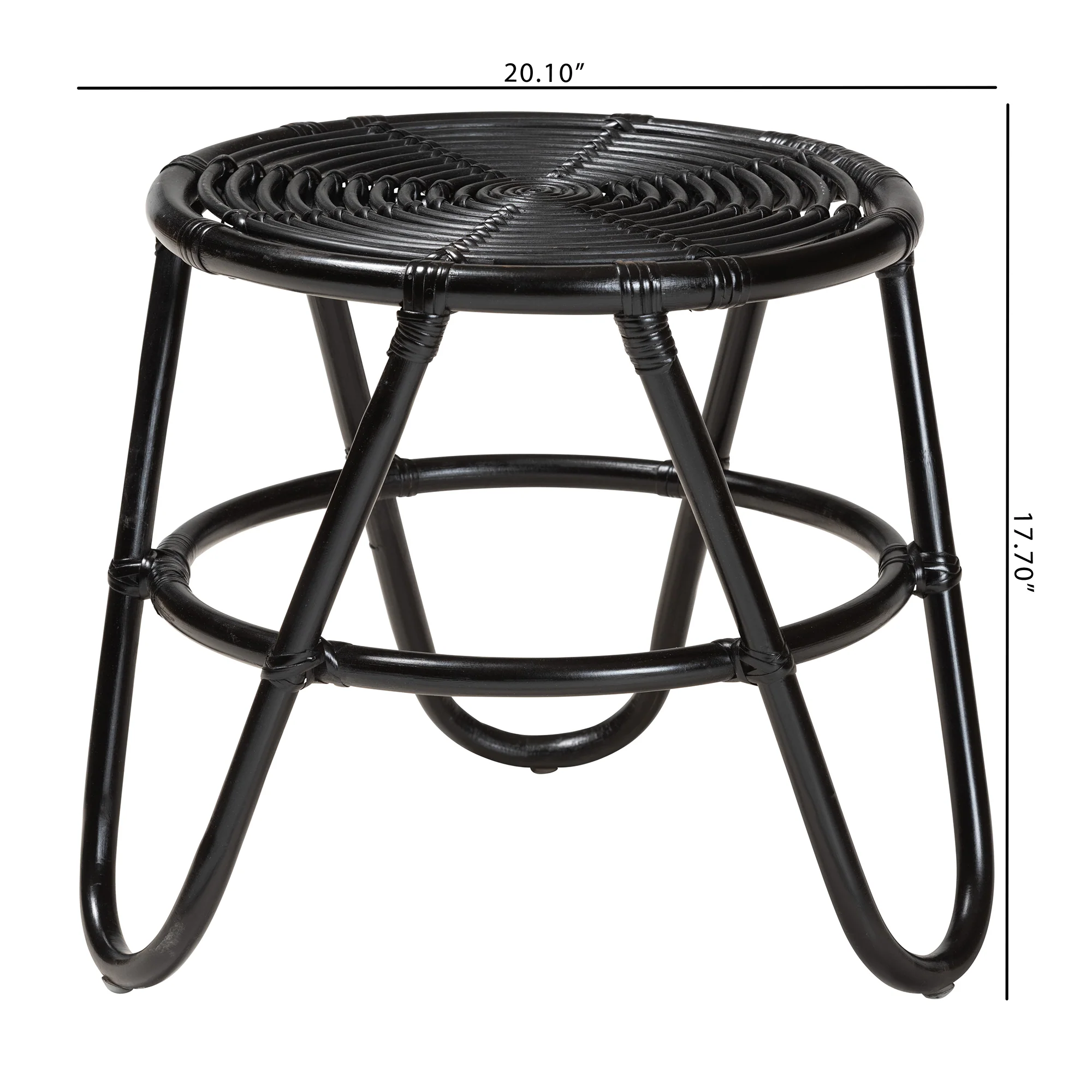 Baxton Studio bali & pari Pertessa Modern Bohemian Black Finished Rattan End Table - Image 7
