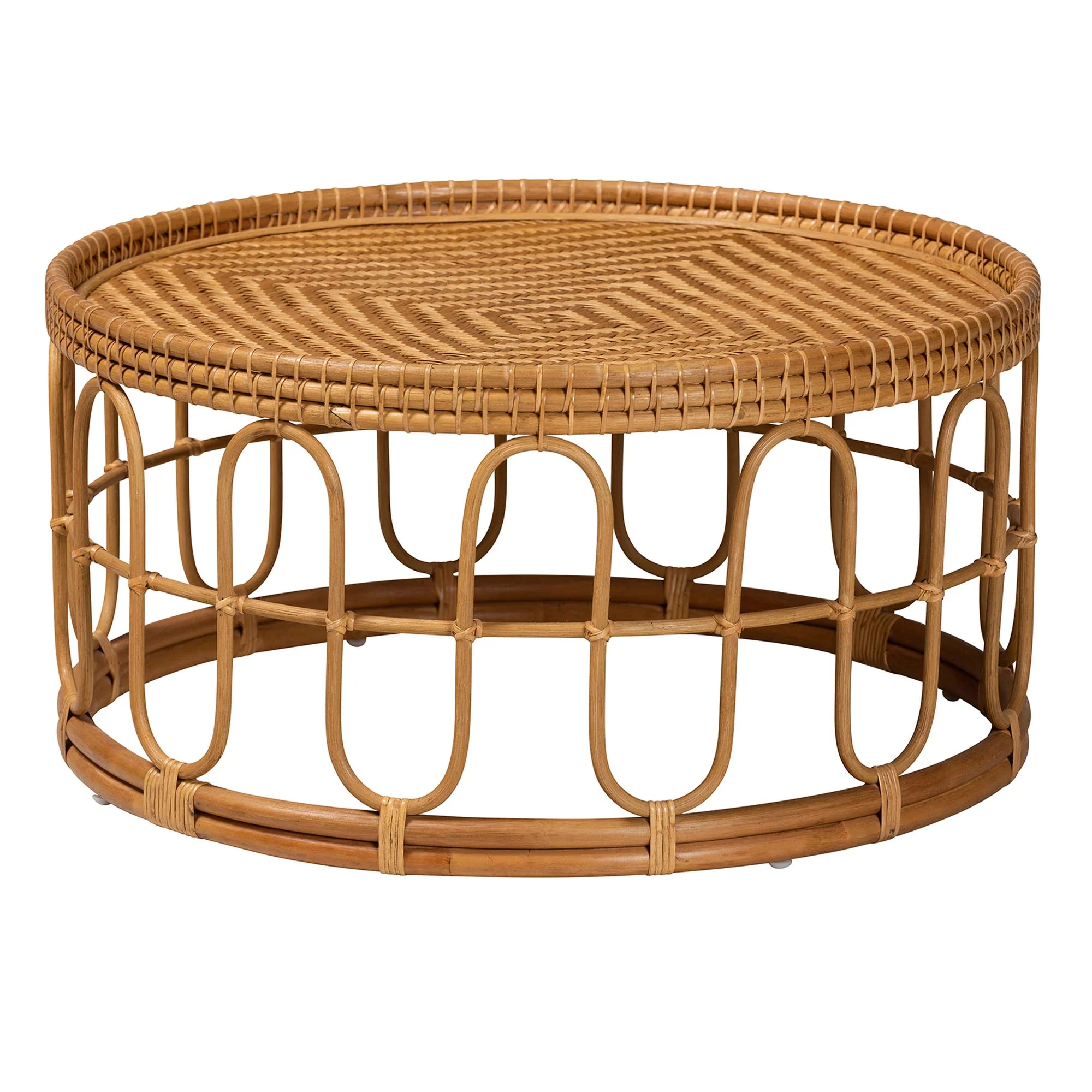 Baxton Studio bali & pari Phoenix Modern Bohemian Light Honey Rattan Coffee Table - Image 2