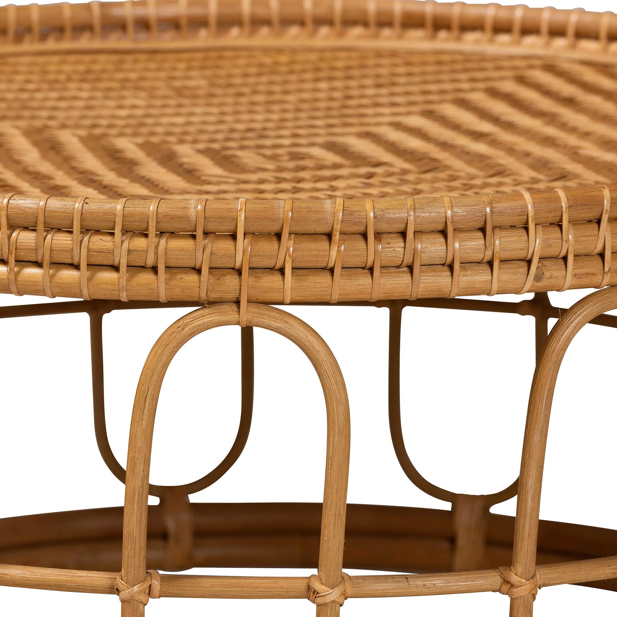 Baxton Studio bali & pari Phoenix Modern Bohemian Light Honey Rattan Coffee Table - Image 3