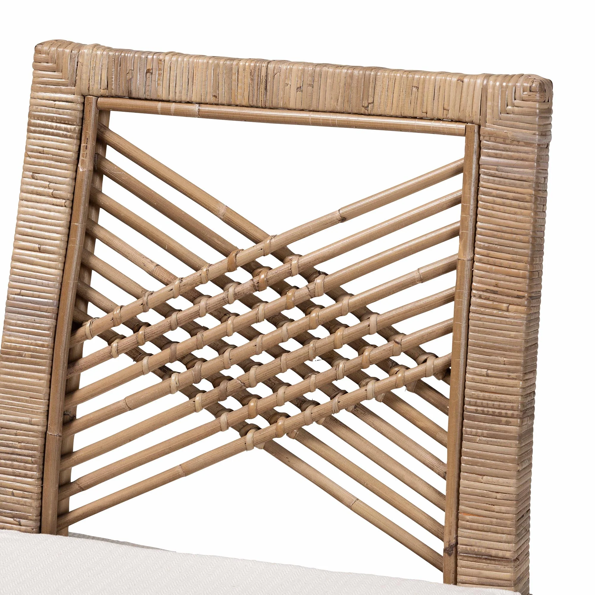 Baxton Studio bali & pari Poltak Modern Bohemian Grey Natural Kubu Rattan and Mahogany Wood Counter Stool - Image 8