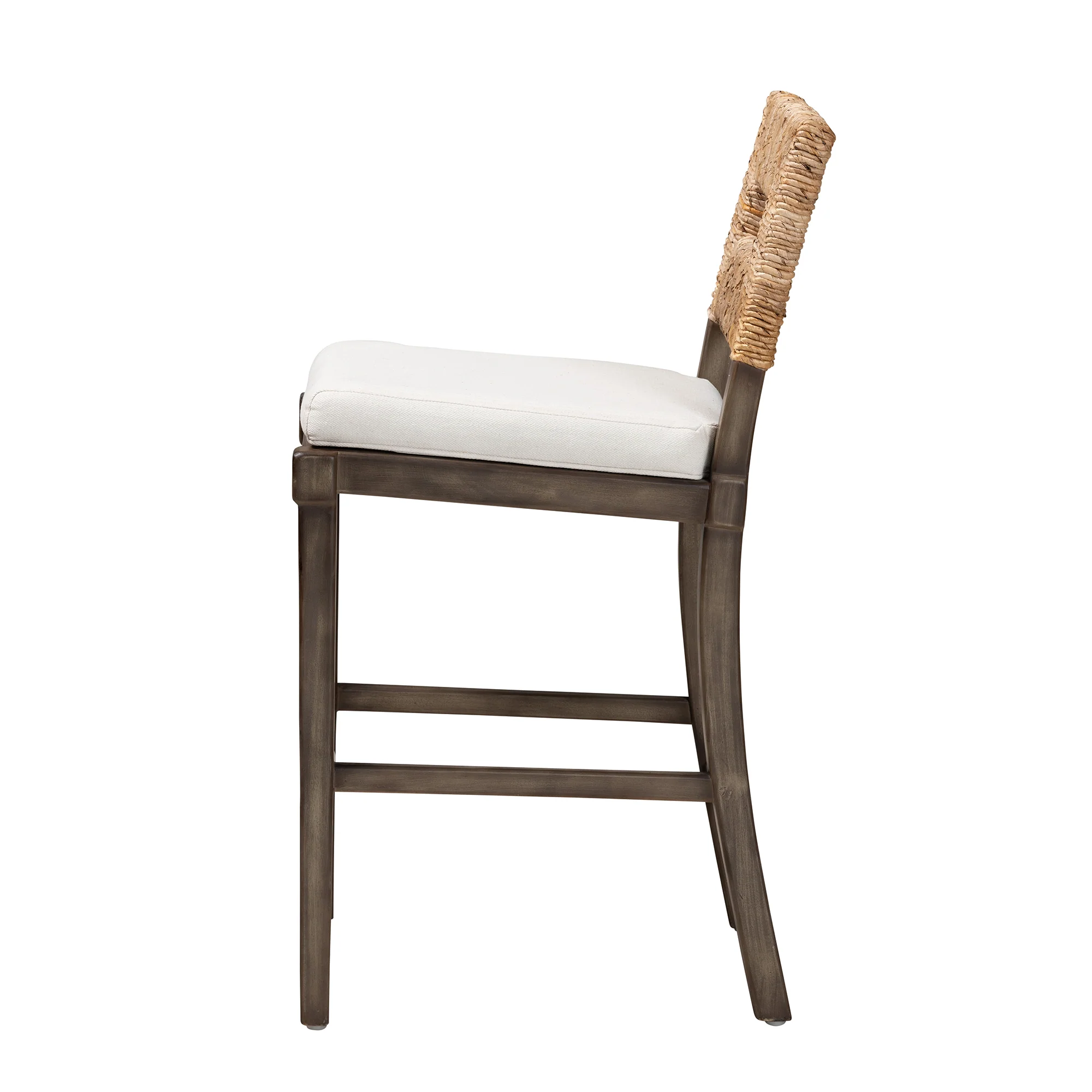 Baxton Studio bali & pari Porsha Modern Bohemian Dark Brown Finished Mahogany Wood and Natural Rattan Counter Stool - Image 4
