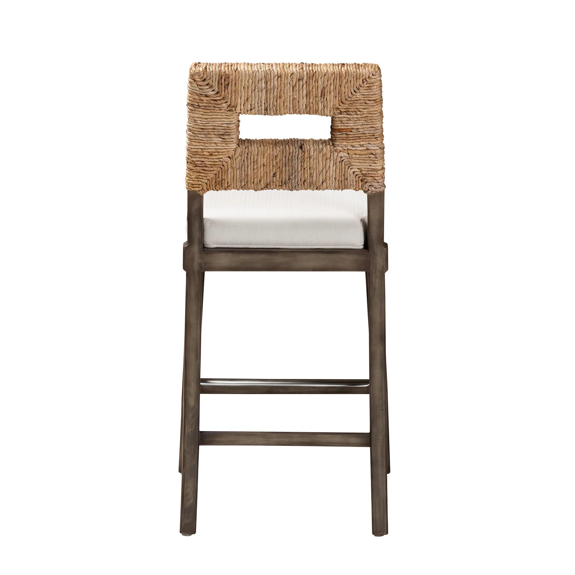 Baxton Studio bali & pari Porsha Modern Bohemian Dark Brown Finished Mahogany Wood and Natural Rattan Counter Stool - Image 5