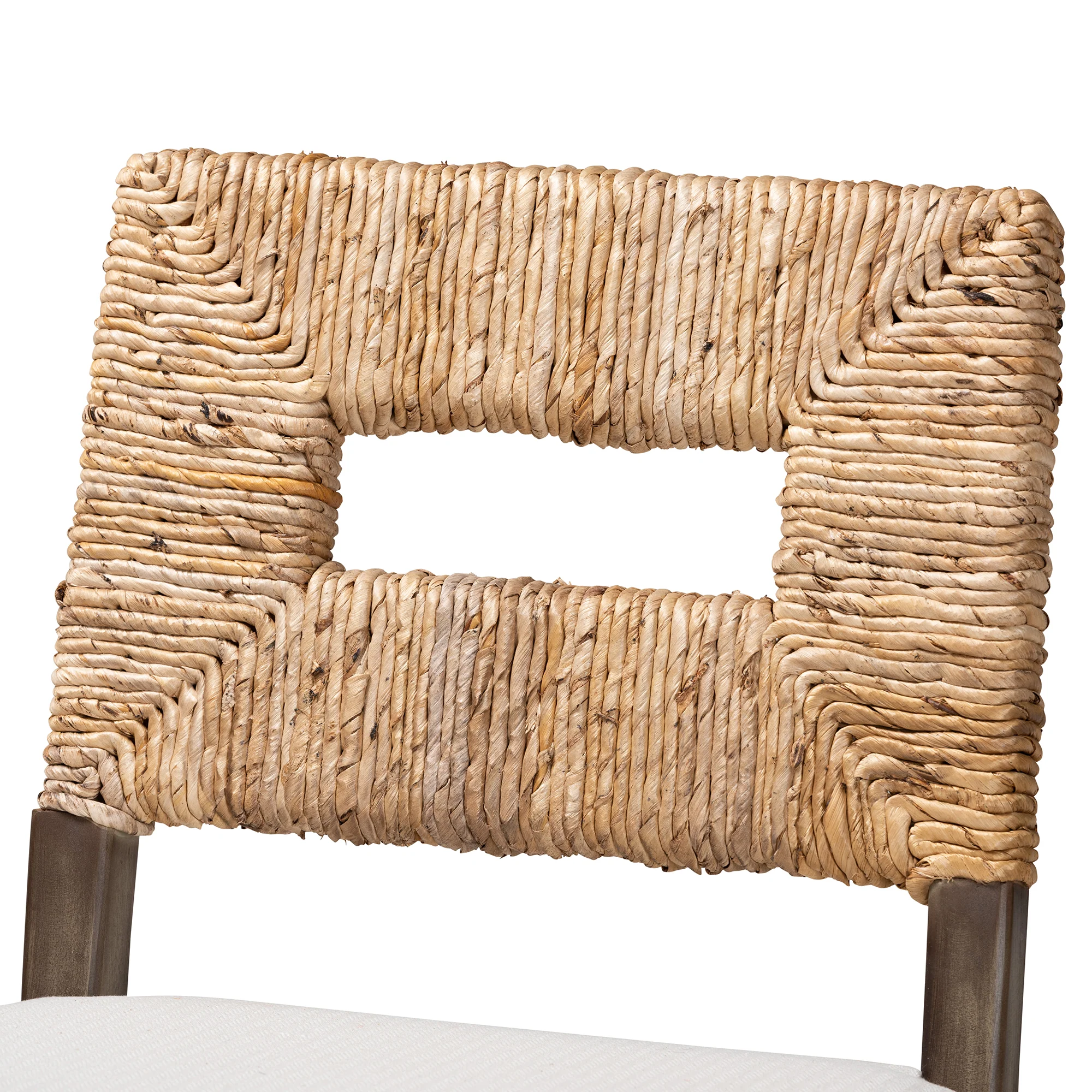 Baxton Studio bali & pari Porsha Modern Bohemian Dark Brown Finished Mahogany Wood and Natural Rattan Counter Stool - Image 6