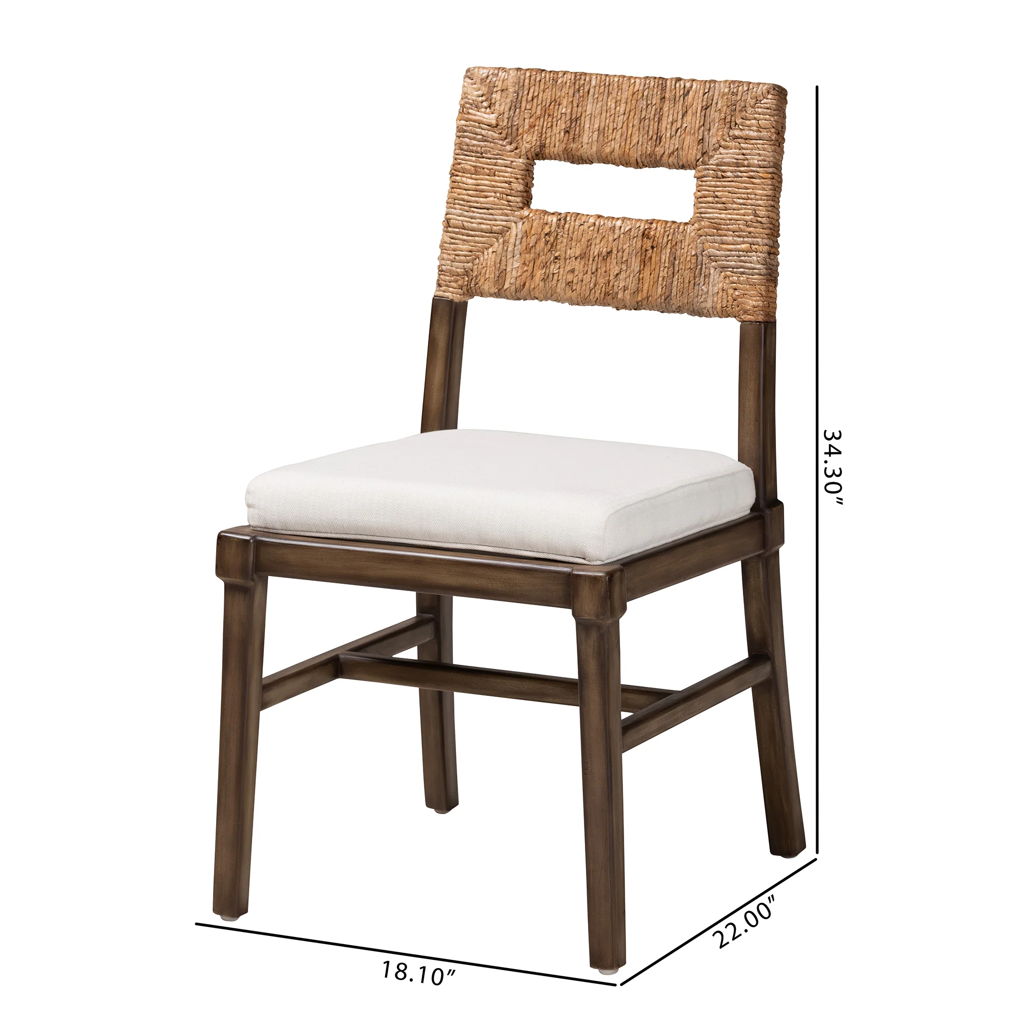 Baxton Studio bali & pari Porsha Modern Bohemian Dark Brown Finished Mahogany Wood and Natural Rattan Dining Chair - Image 10