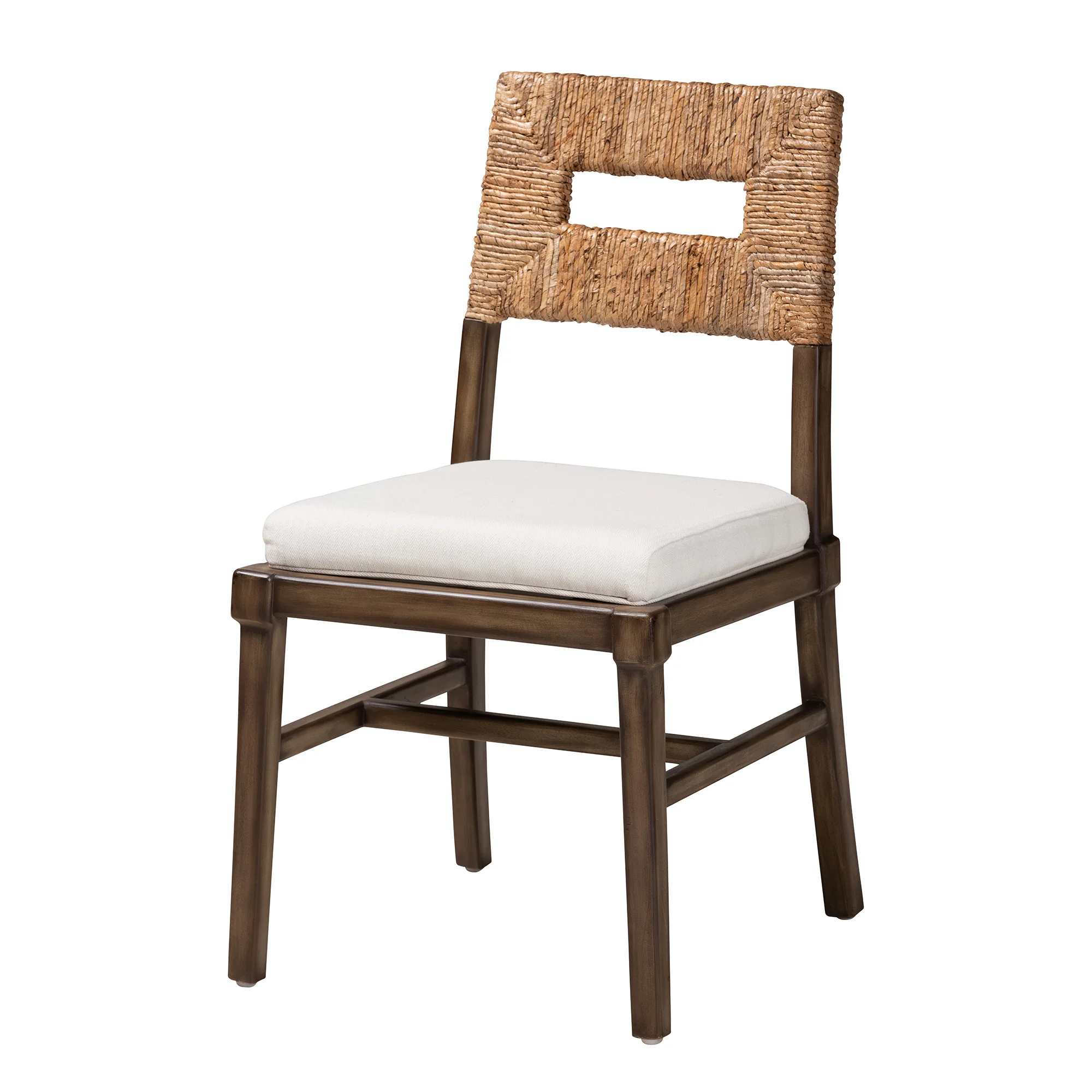 Baxton Studio bali & pari Porsha Modern Bohemian Dark Brown Finished Mahogany Wood and Natural Rattan Dining Chair - Image 2
