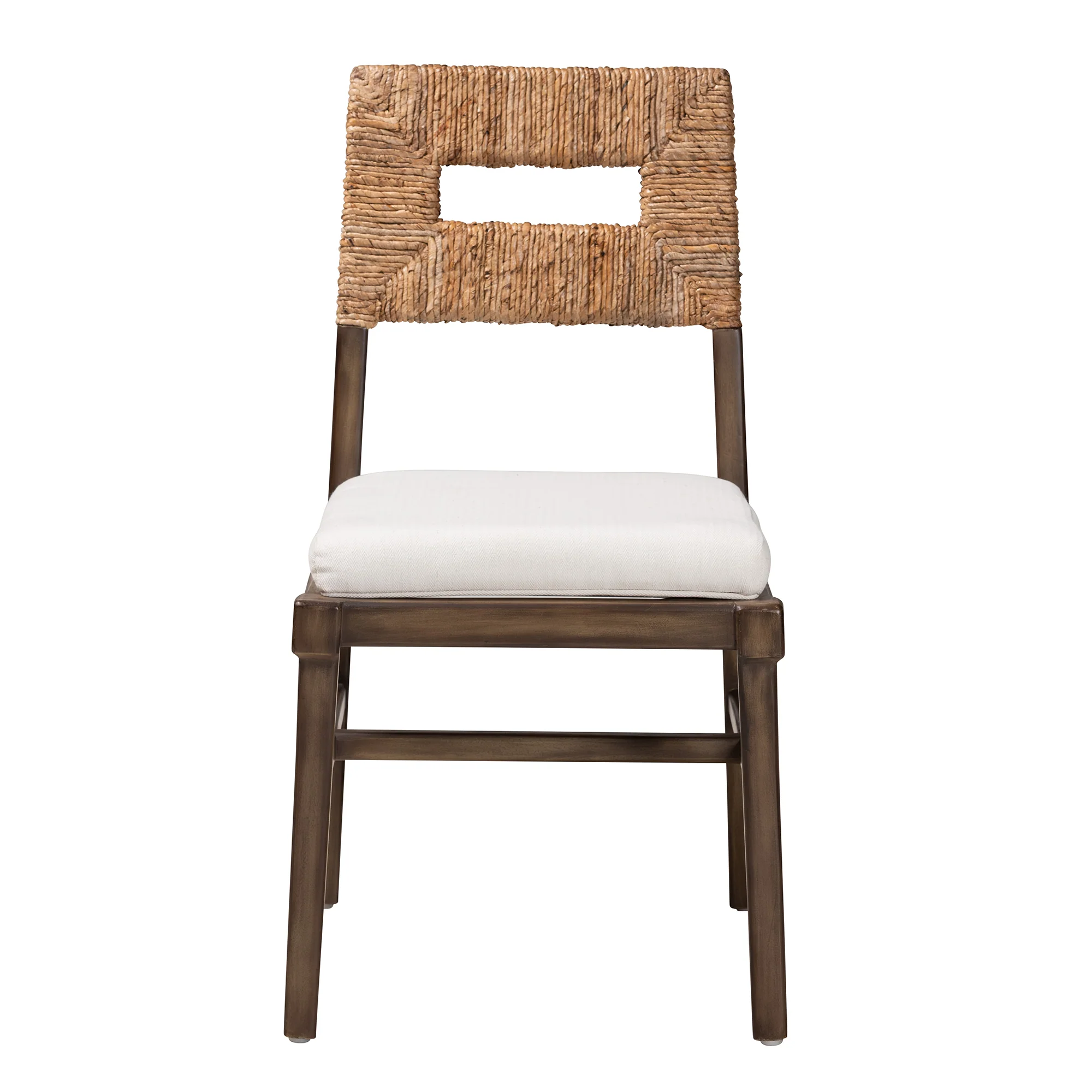 Baxton Studio bali & pari Porsha Modern Bohemian Dark Brown Finished Mahogany Wood and Natural Rattan Dining Chair - Image 3