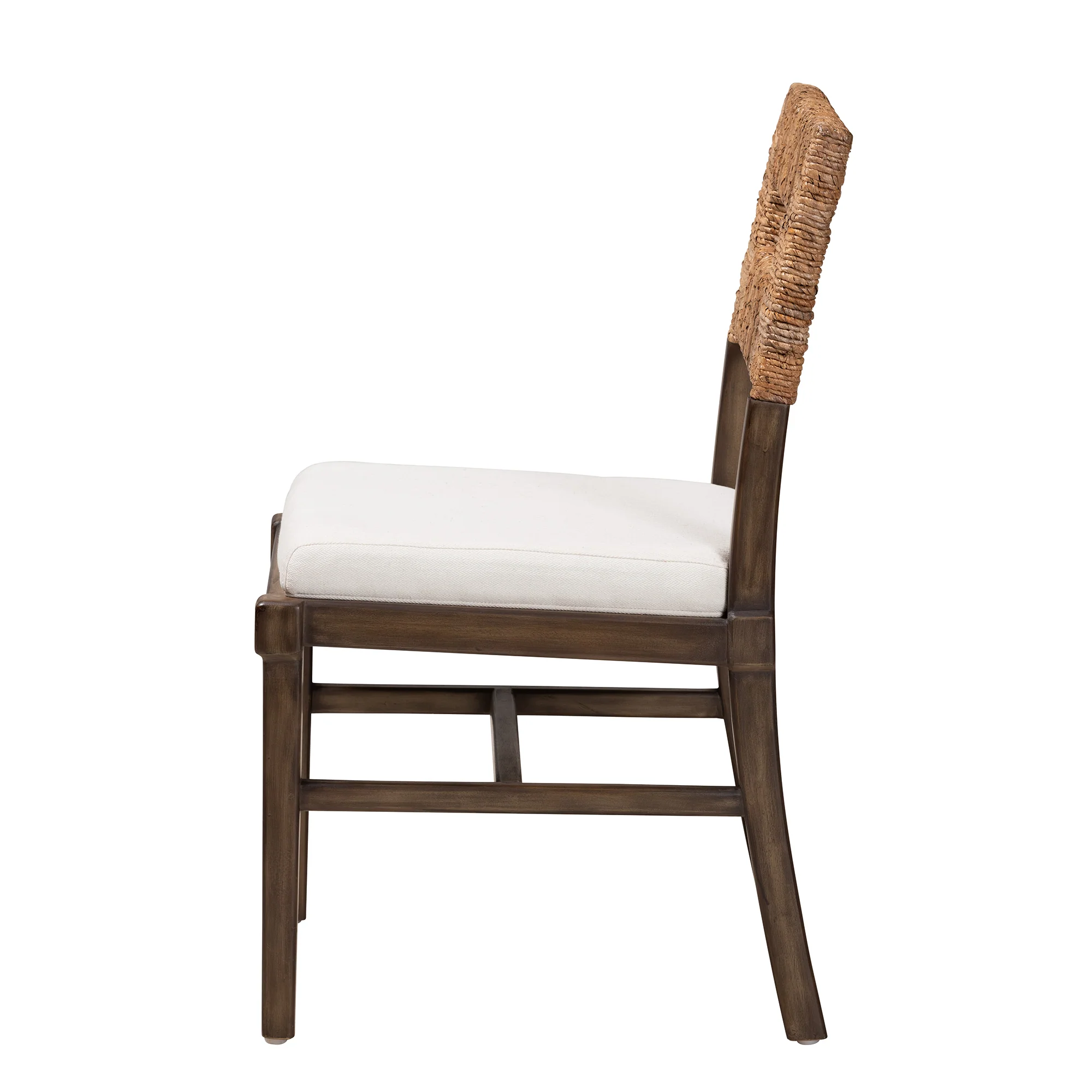 Baxton Studio bali & pari Porsha Modern Bohemian Dark Brown Finished Mahogany Wood and Natural Rattan Dining Chair - Image 4