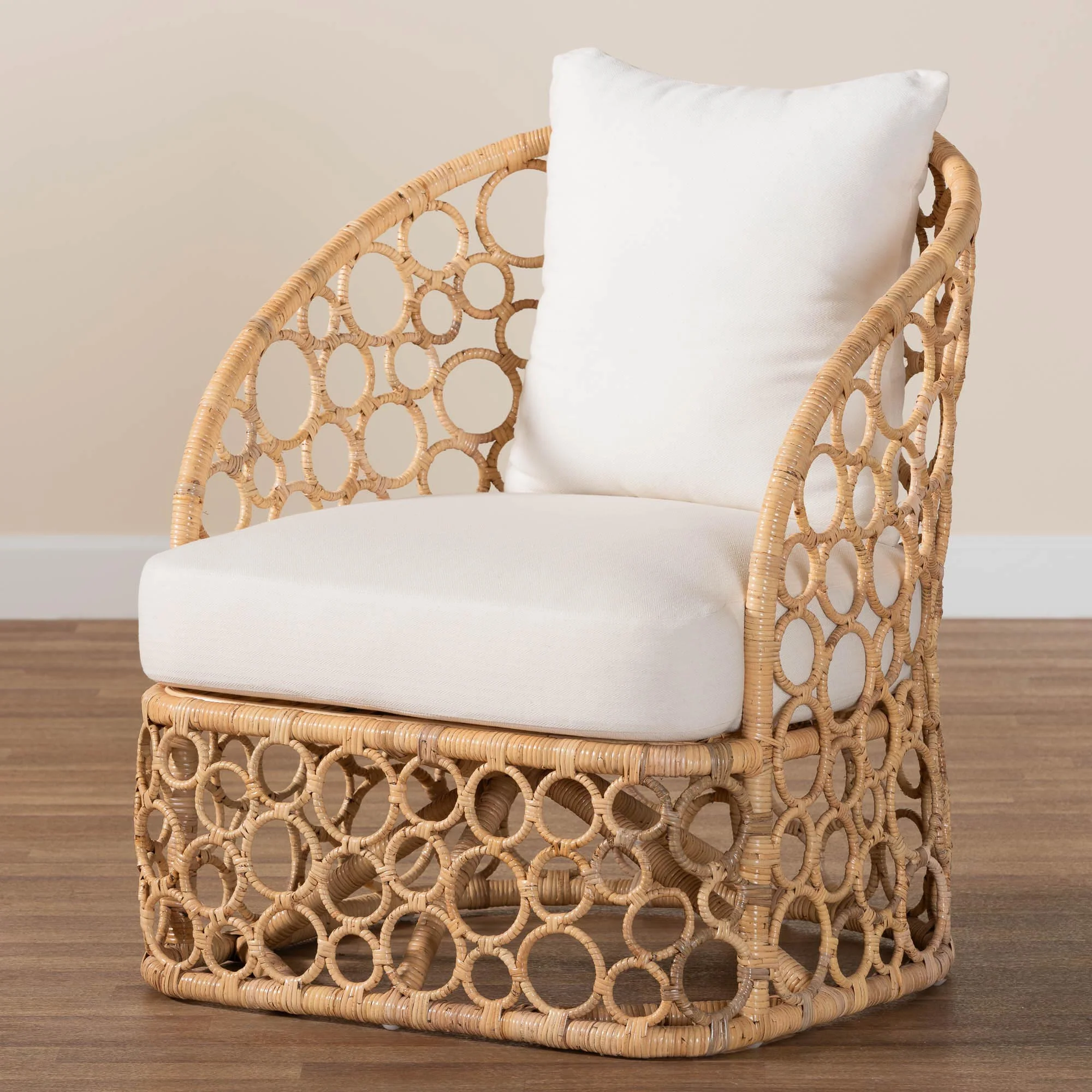 Baxton Studio bali & pari Prisca Bohemian Light Honey Rattan Accent Chair - Image 2
