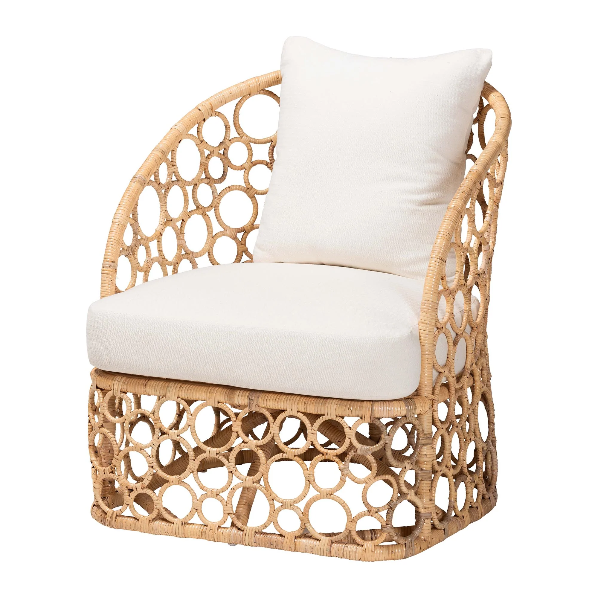 Baxton Studio bali & pari Prisca Bohemian Light Honey Rattan Accent Chair - Image 4