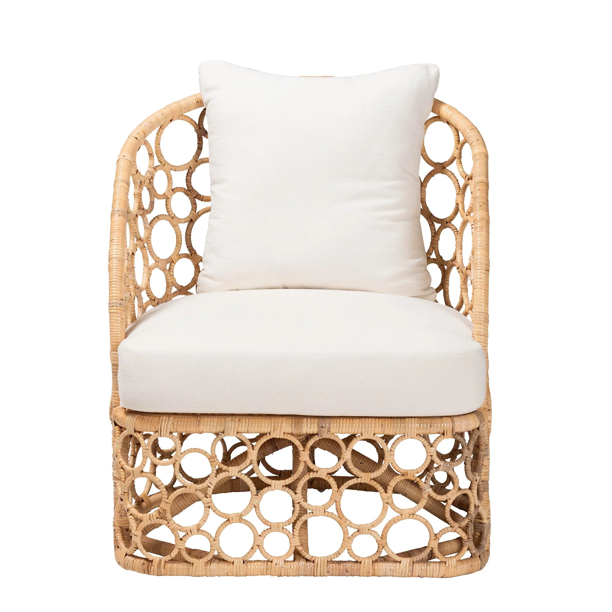 Baxton Studio bali & pari Prisca Bohemian Light Honey Rattan Accent Chair - Image 5