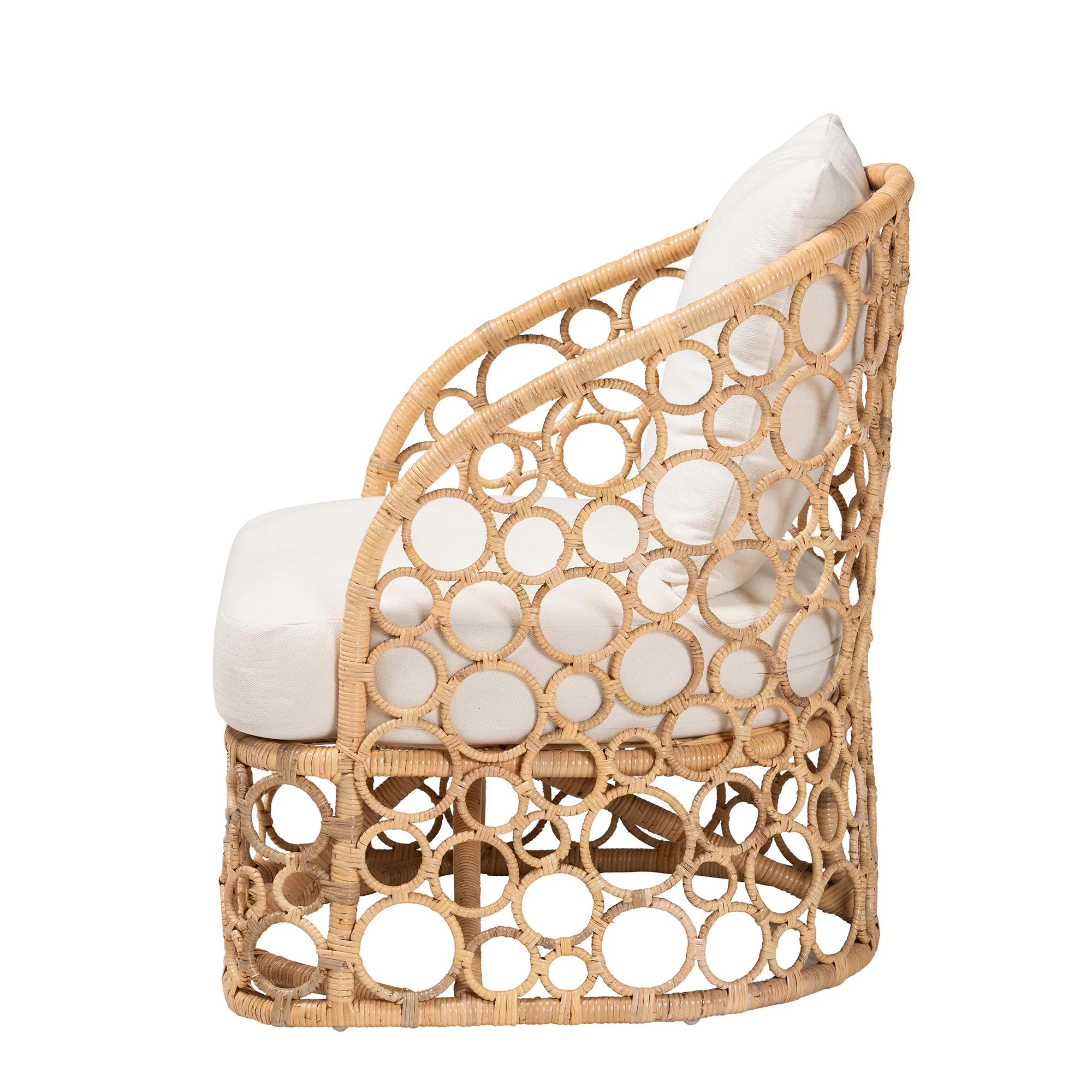 Baxton Studio bali & pari Prisca Bohemian Light Honey Rattan Accent Chair - Image 6