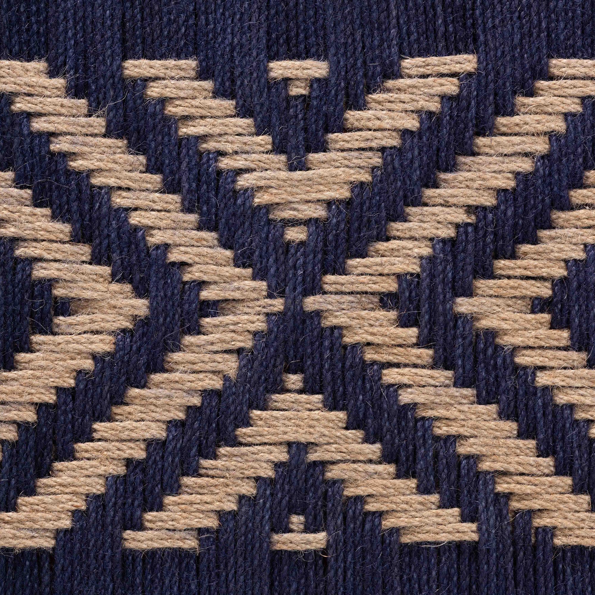 Baxton Studio bali & pari Prunella Modern Bohemian Two-Tone Navy Blue and Natural Brown Seagrass and Acacia Wood Accent Bench - Image 7