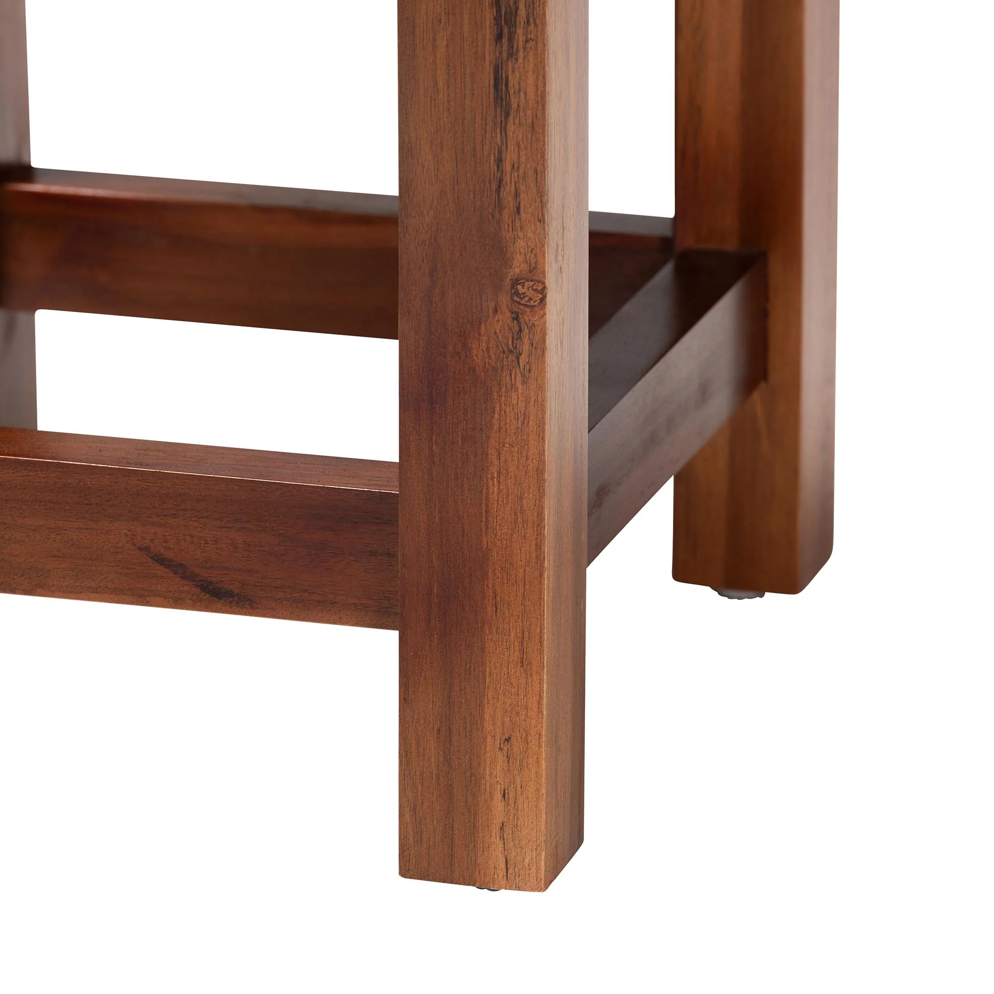 Baxton Studio bali & pari Prunella Modern Bohemian Two-Tone Navy Blue and Natural Brown Seagrass and Acacia Wood Footstool - Image 5