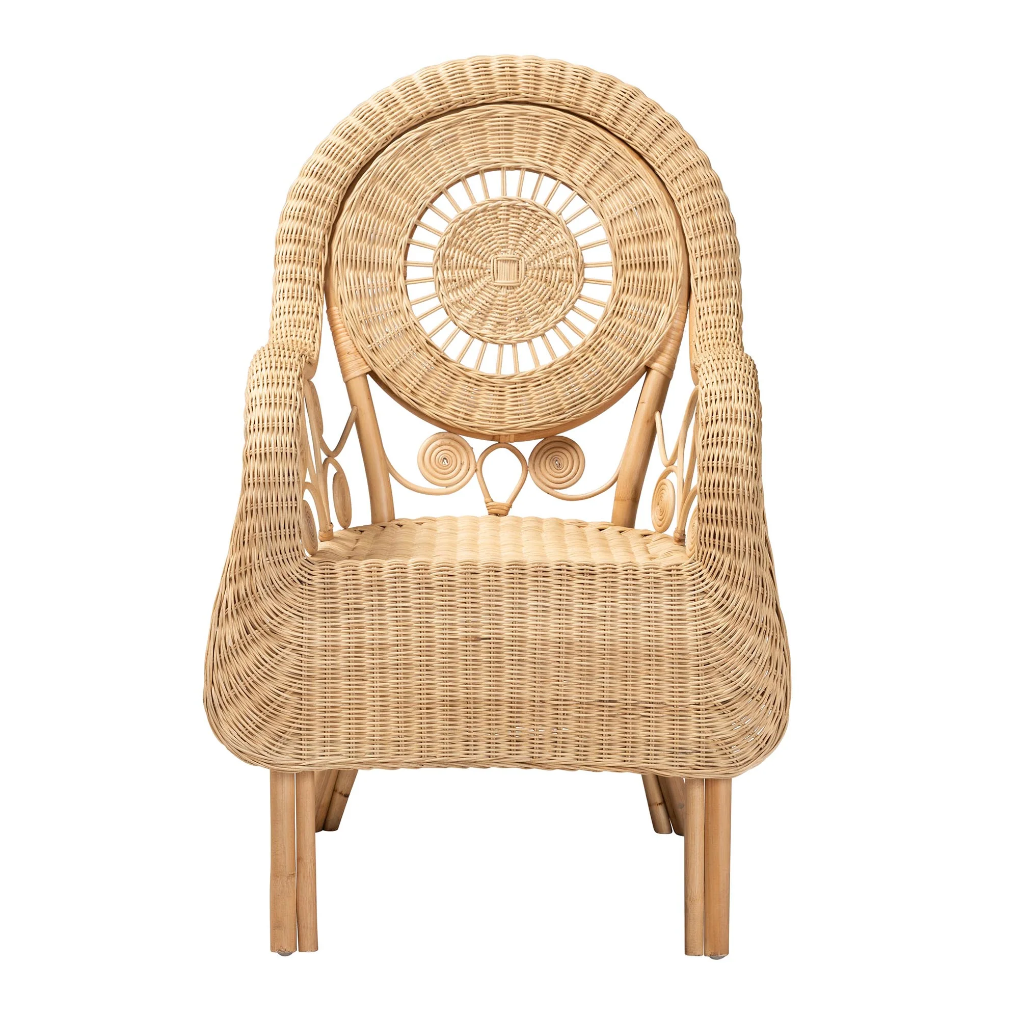 Baxton Studio bali & pari Putri Modern Bohemian Natural Rattan Arm Chair - Image 3