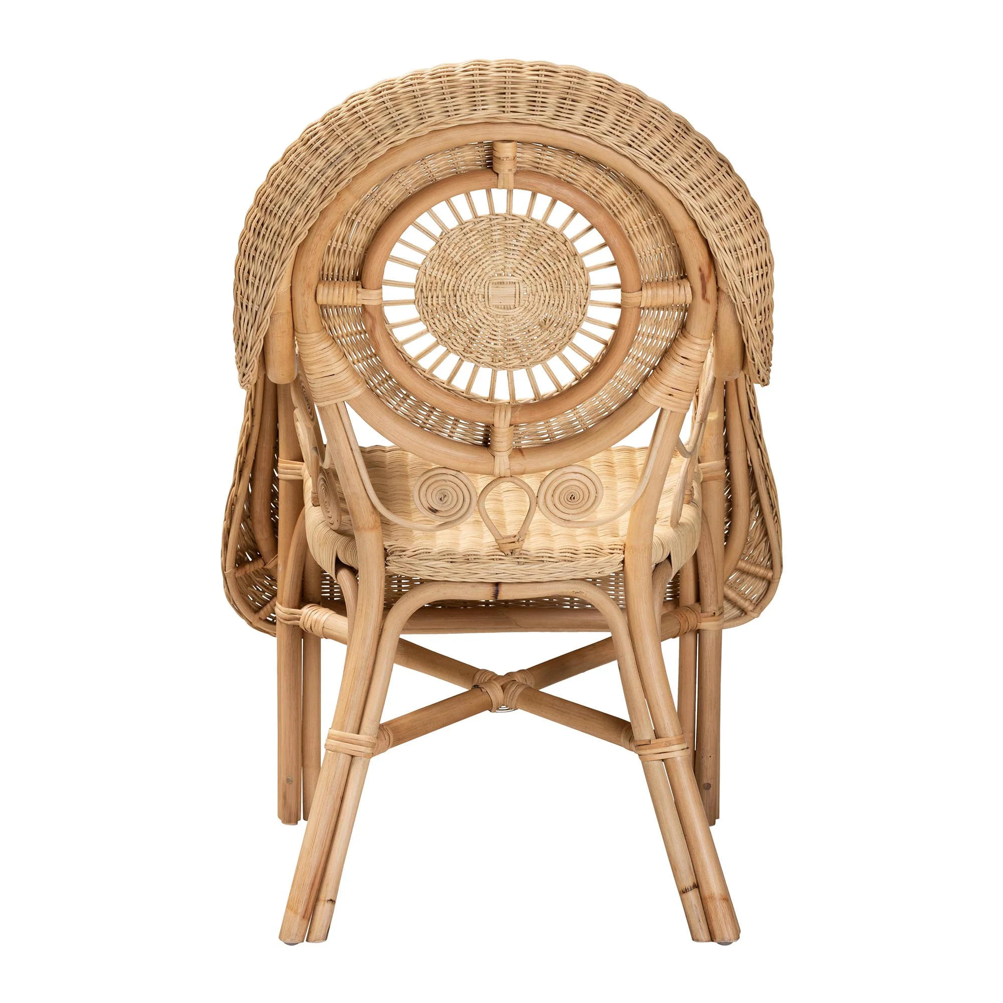 Baxton Studio bali & pari Putri Modern Bohemian Natural Rattan Arm Chair - Image 5