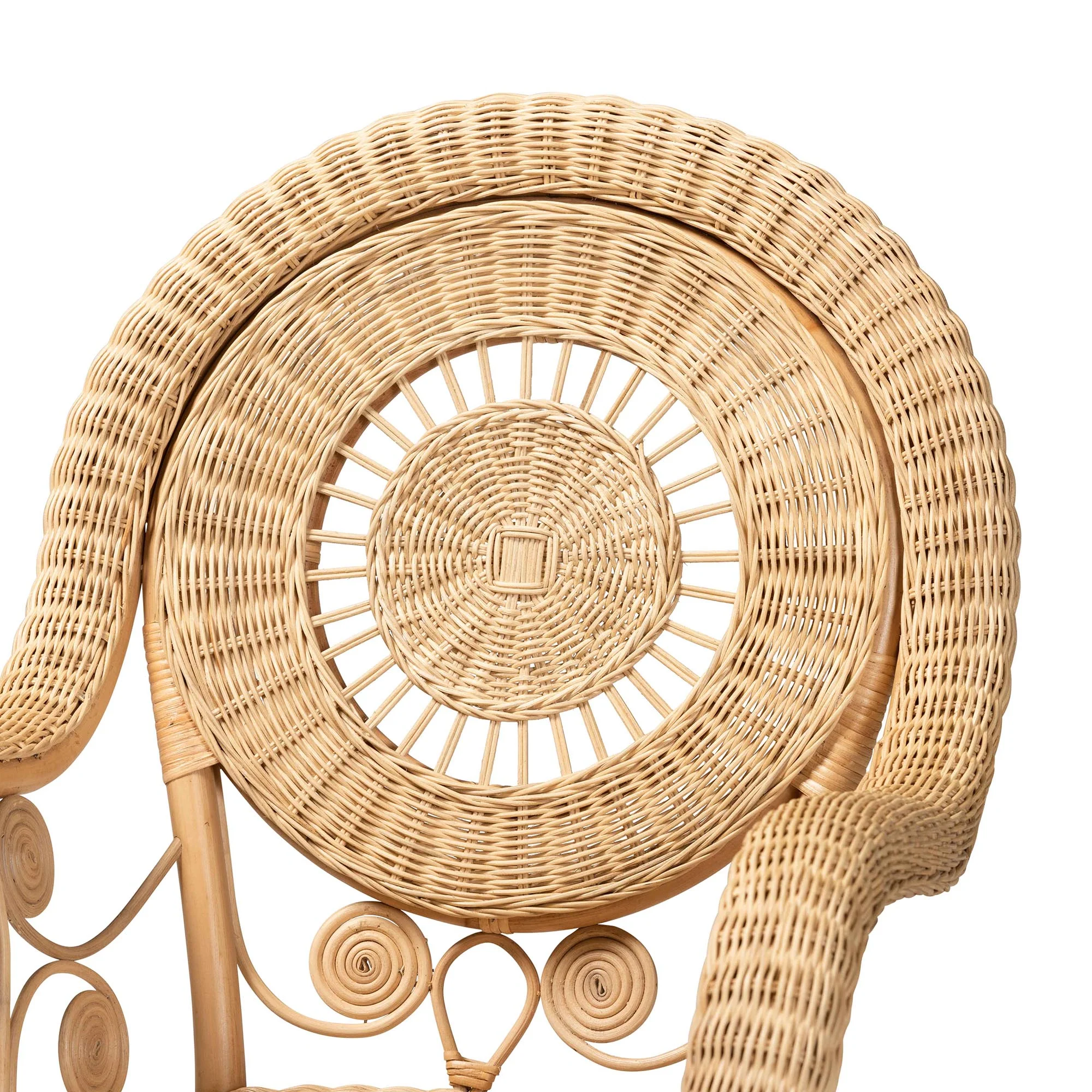 Baxton Studio bali & pari Putri Modern Bohemian Natural Rattan Arm Chair - Image 6