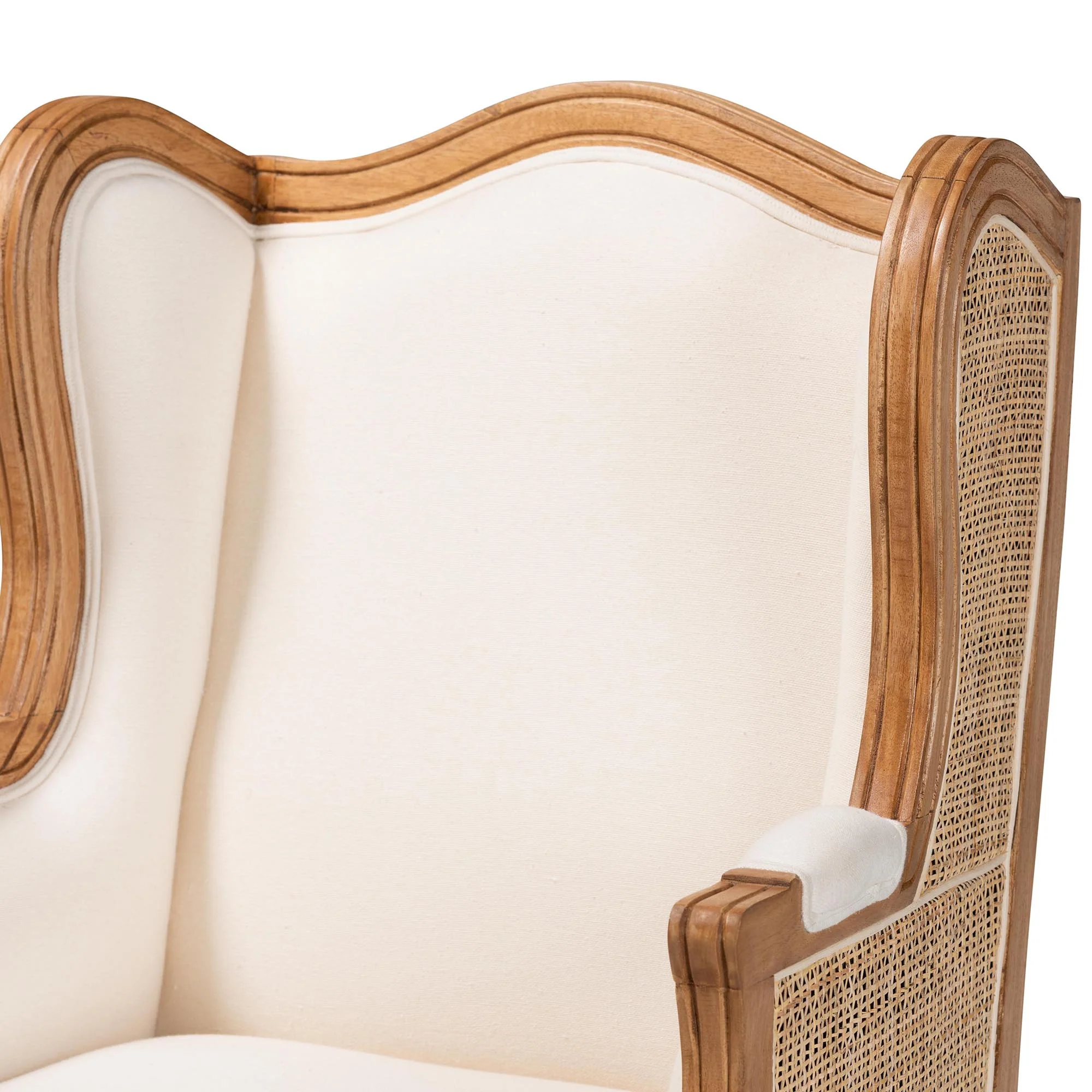 Baxton Studio bali & pari Rachana Traditional French Beige Fabric and Honey Oak Finished Wood Accent Chair - Image 8