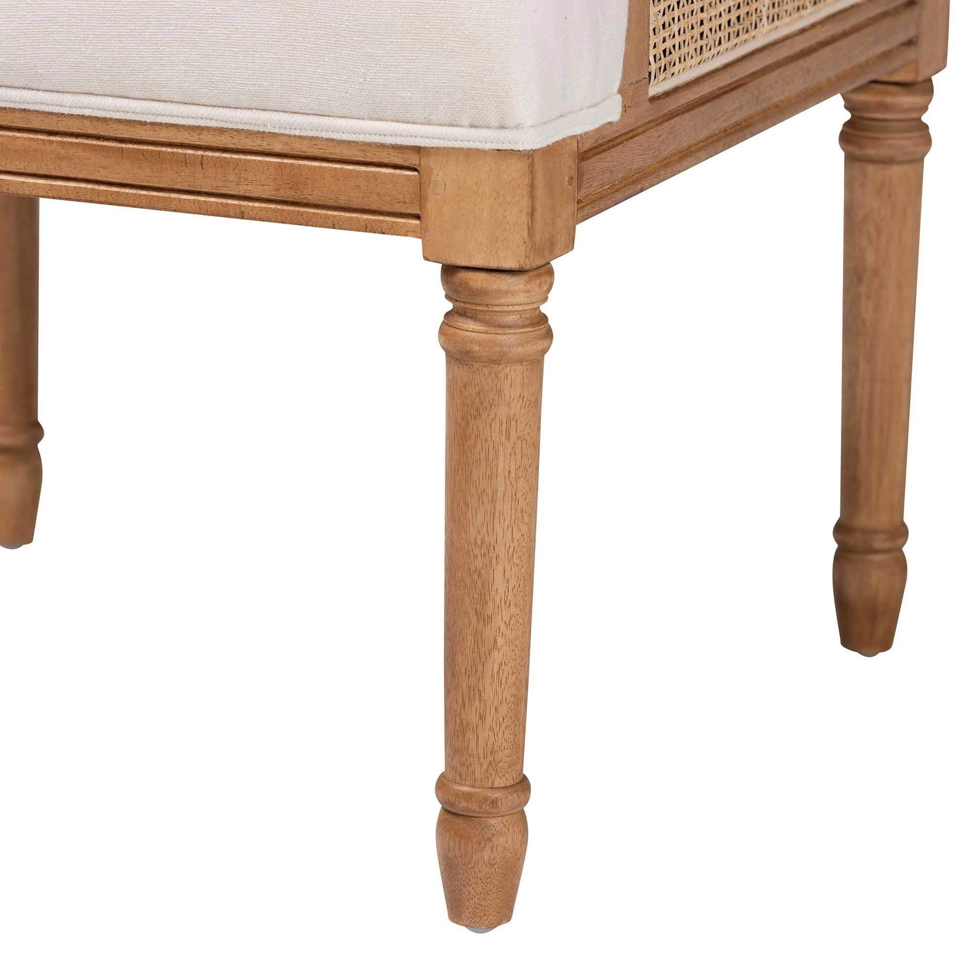 Baxton Studio bali & pari Rachana Traditional French Beige Fabric and Honey Oak Finished Wood Accent Chair - Image 9