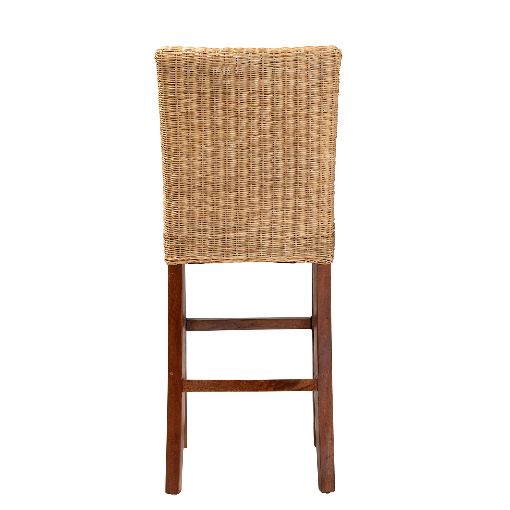 Baxton Studio bali & pari Racquel Modern Bohemian Natural Rattan and Mahogany Wood Bar Stool - Image 7