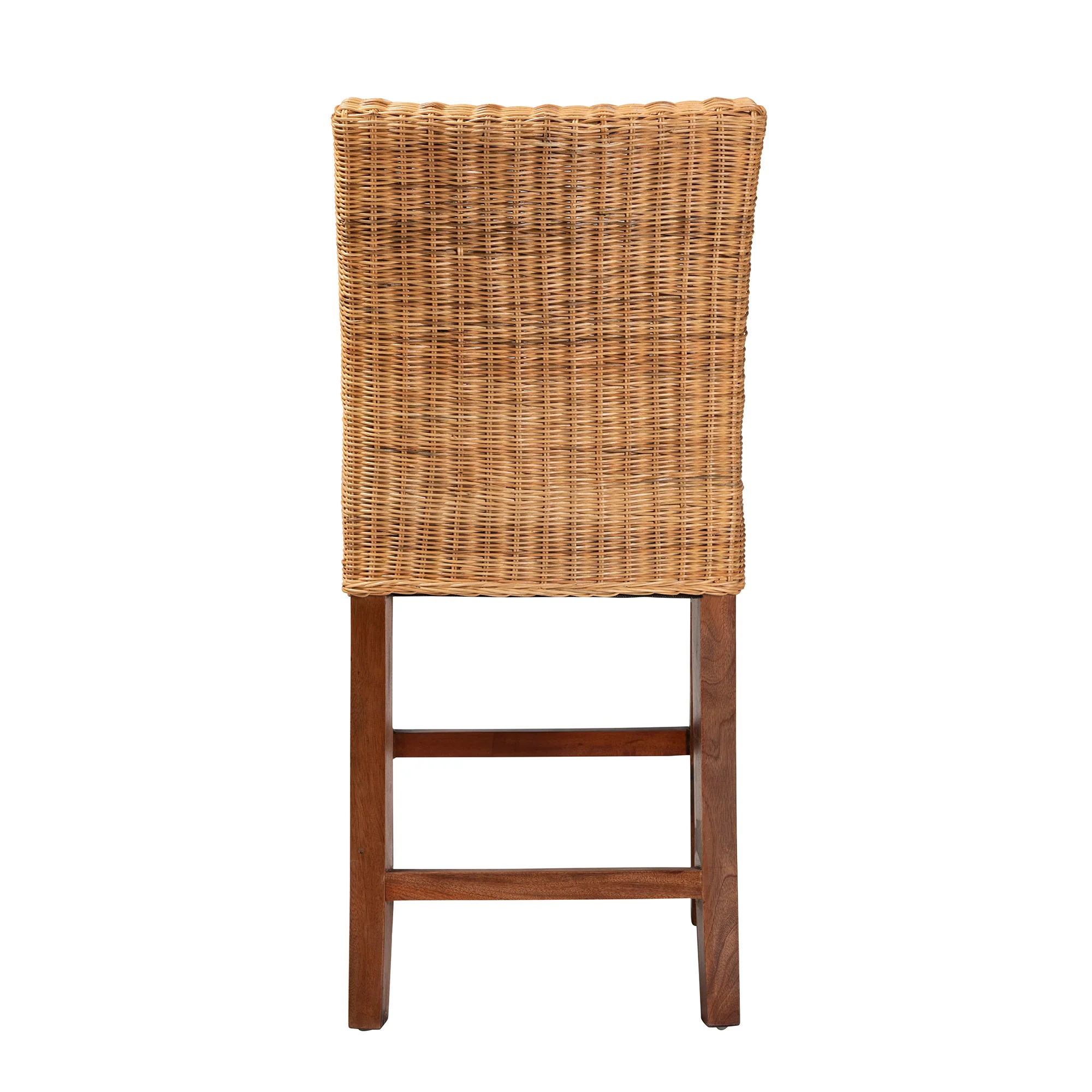 Baxton Studio bali & pari Racquel Modern Bohemian Natural Rattan and Mahogany Wood Counter Stool - Image 5