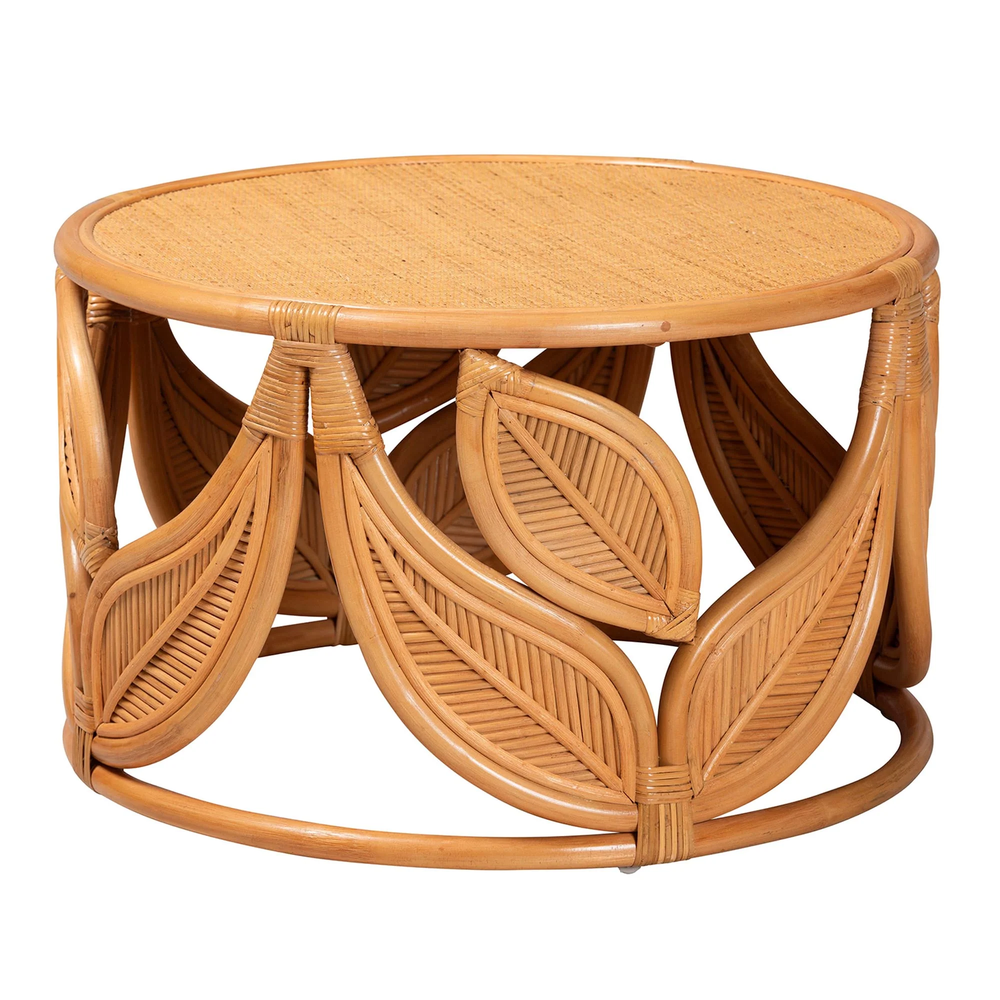 Baxton Studio bali & pari Raflesia Modern Bohemian Natural Rattan Coffee Table - Image 2