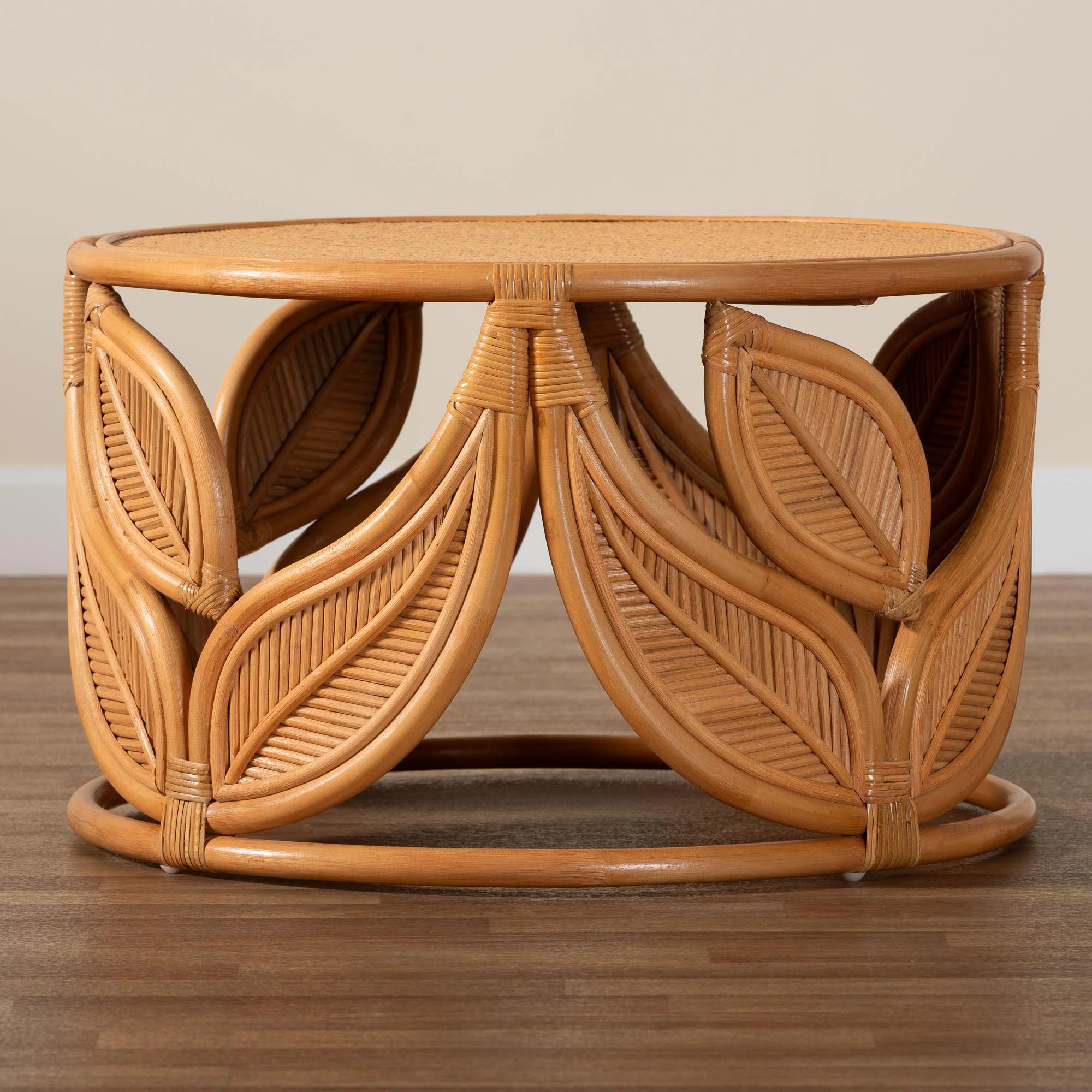Baxton Studio bali & pari Raflesia Modern Bohemian Natural Rattan Coffee Table - Image 6