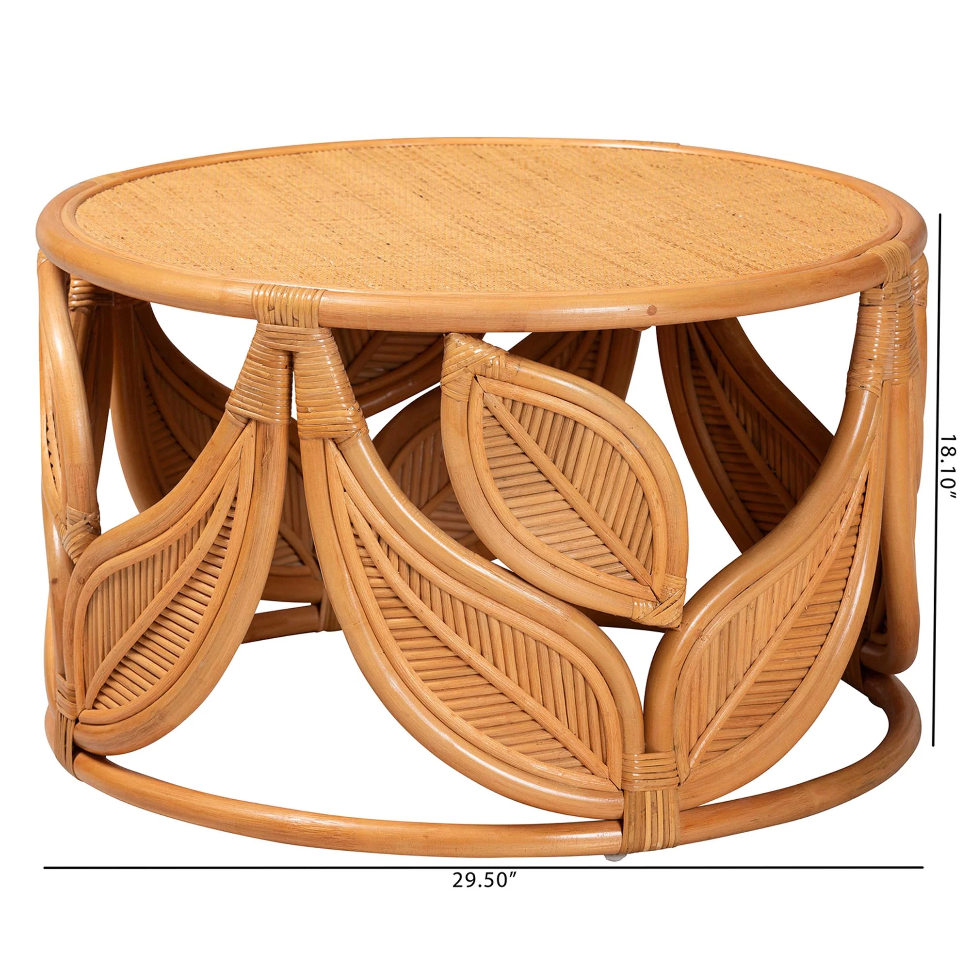 Baxton Studio bali & pari Raflesia Modern Bohemian Natural Rattan Coffee Table - Image 7