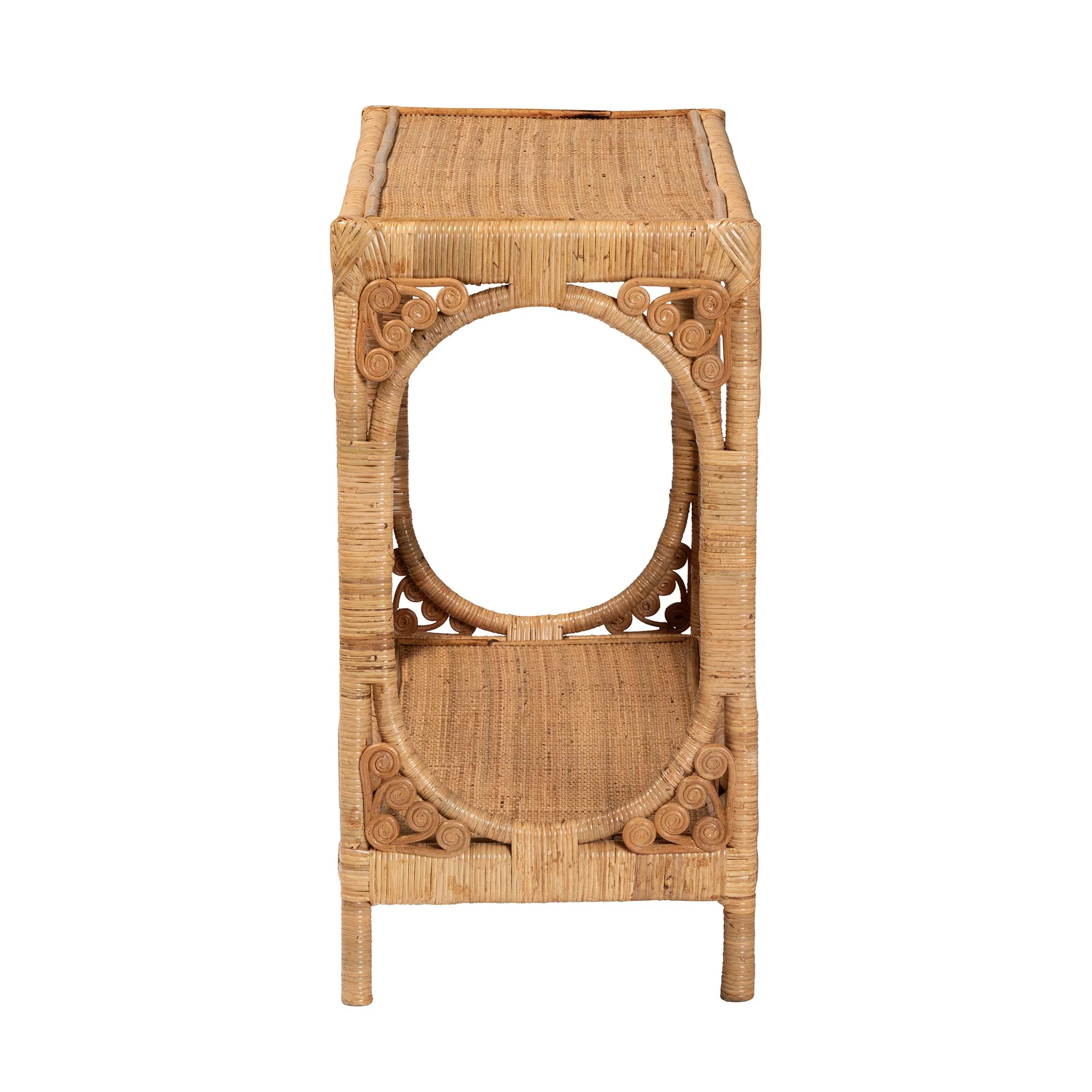 Baxton Studio bali & pari Ramona Modern Bohemian Light Honey Rattan Console Table - Image 4