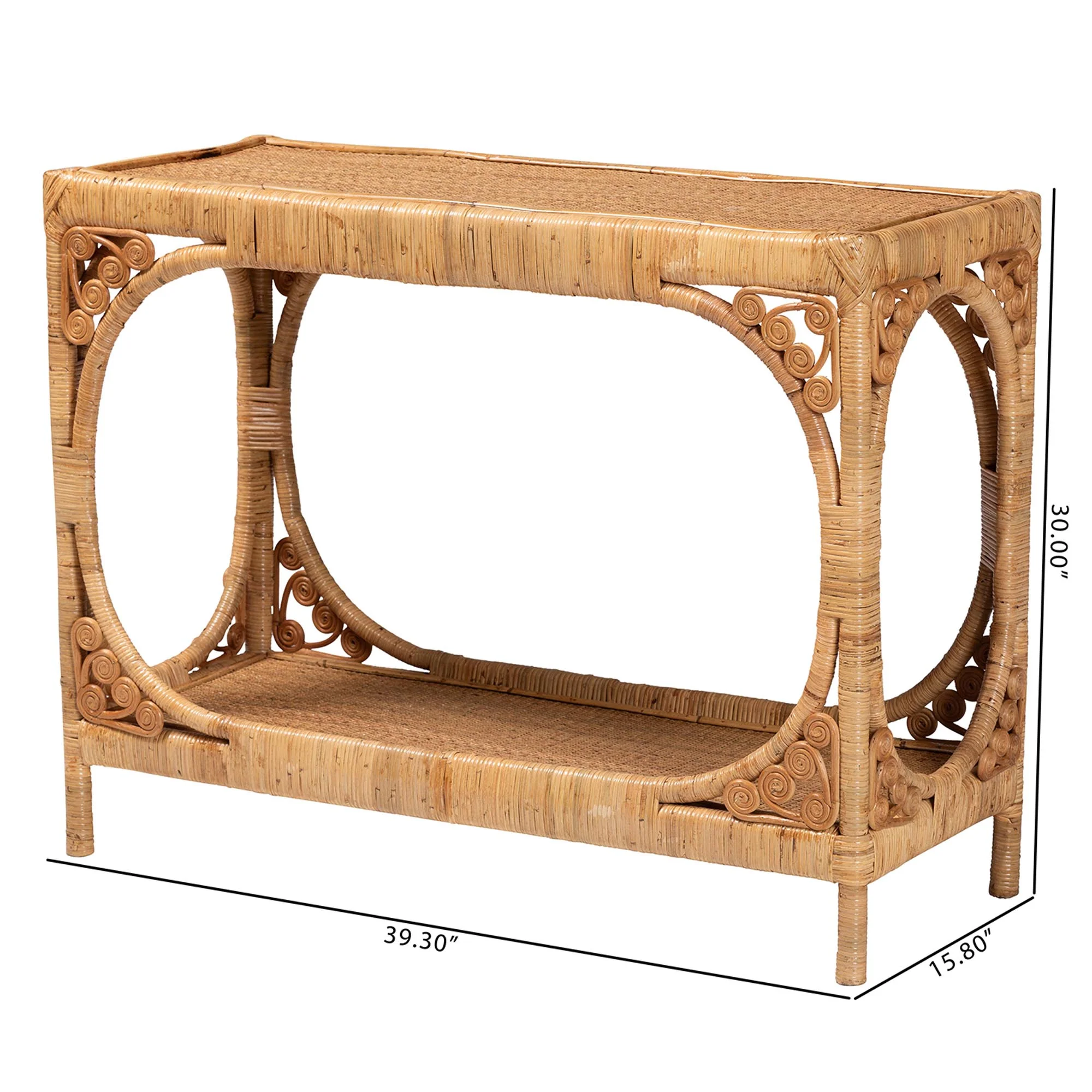 Baxton Studio bali & pari Ramona Modern Bohemian Light Honey Rattan Console Table - Image 8