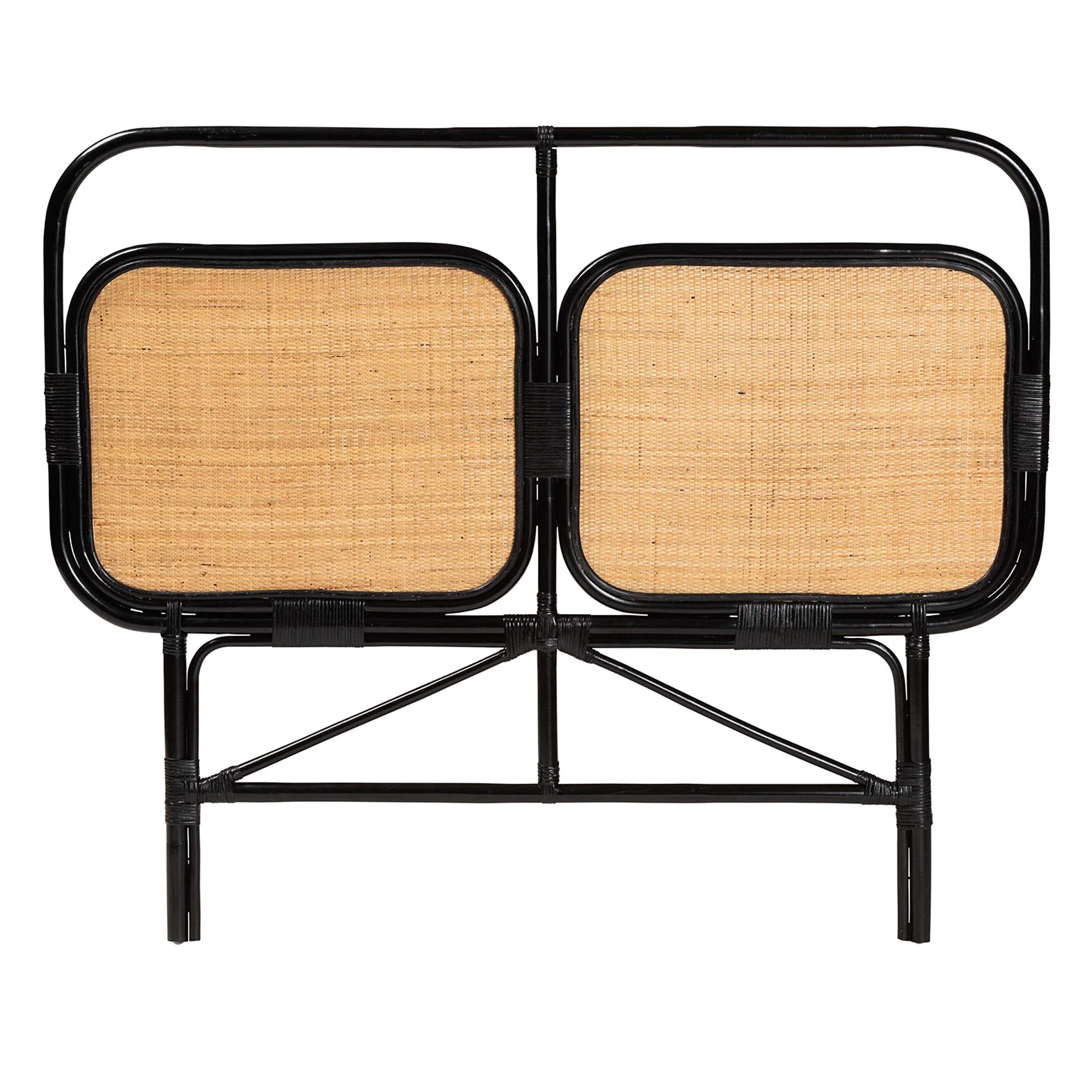 Baxton Studio bali & pari Ramsey Modern Bohemian Two-Tone Black and Natural Brown Rattan King Size Standalone Headboard - Image 3