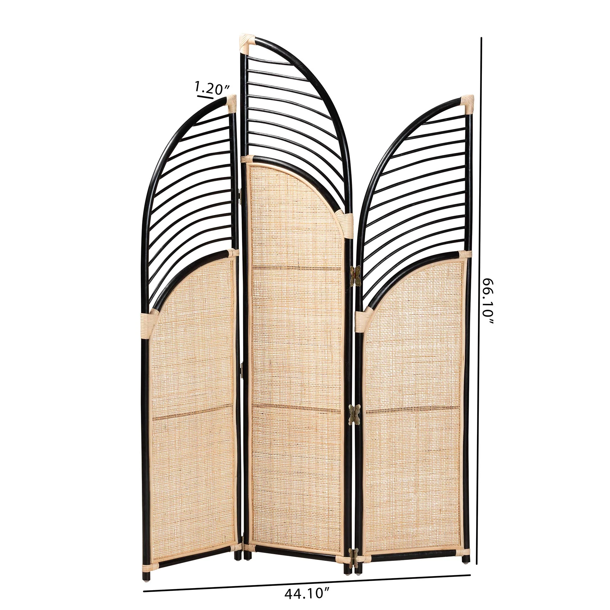Baxton Studio bali & pari Rasia Modern Bohemian Two-Tone Black and Natural Brown Rattan Room Divider - Image 5