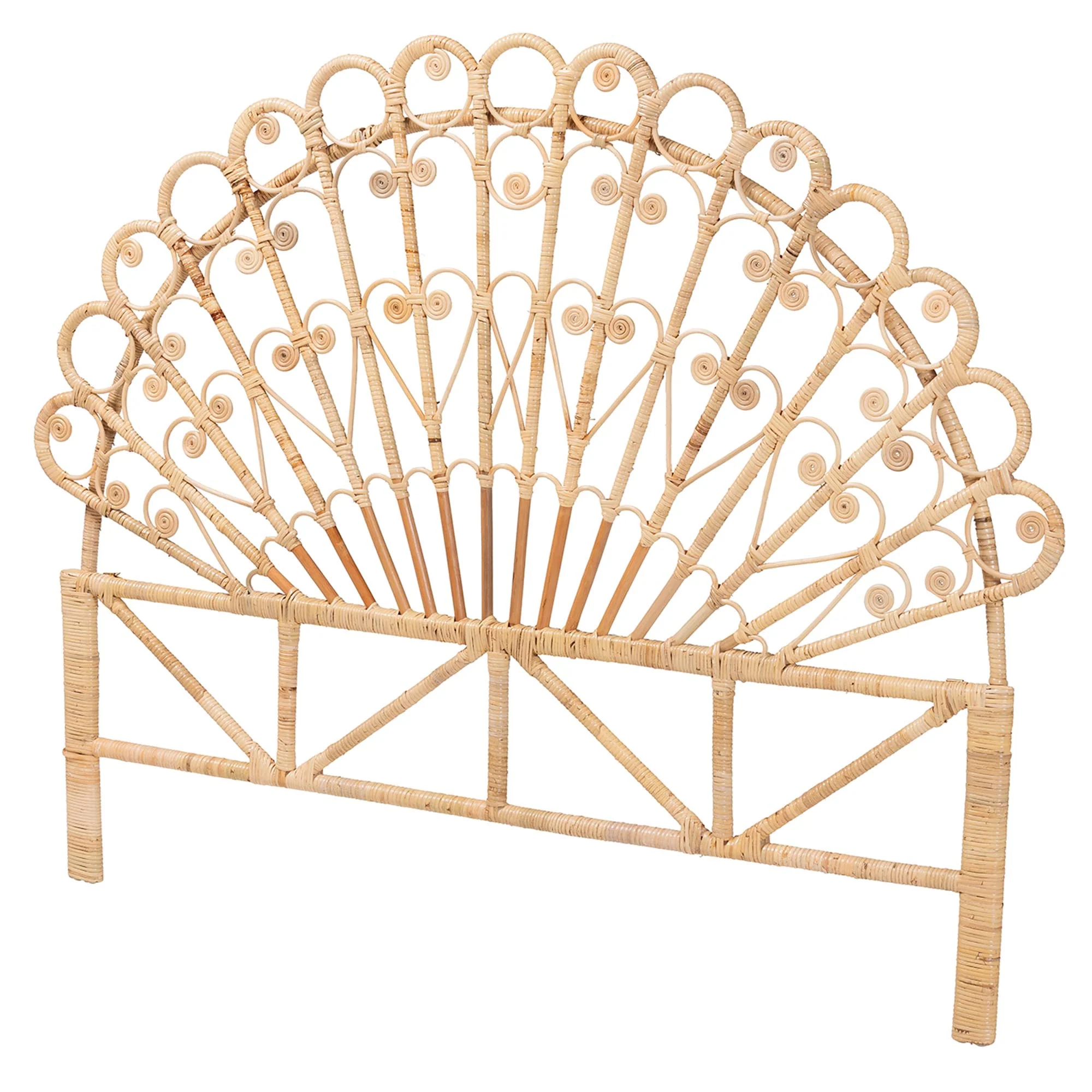 Baxton Studio bali & pari Rasima Modern Bohemian Natural Brown Rattan Queen Size Standalone Headboard - Image 2