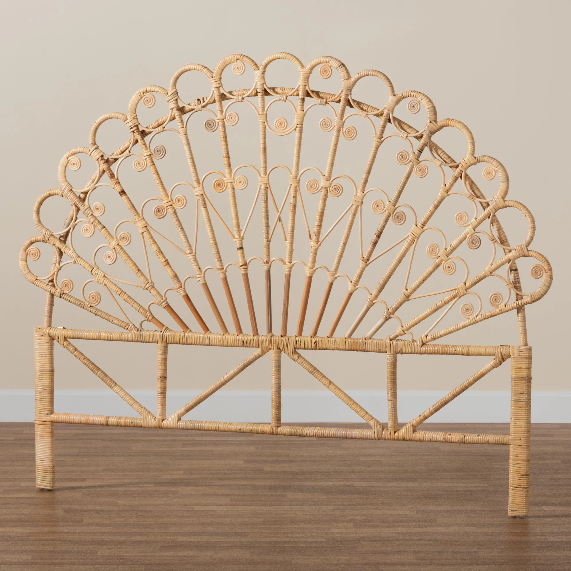 Baxton Studio bali & pari Rasima Modern Bohemian Natural Brown Rattan Queen Size Standalone Headboard - Image 6