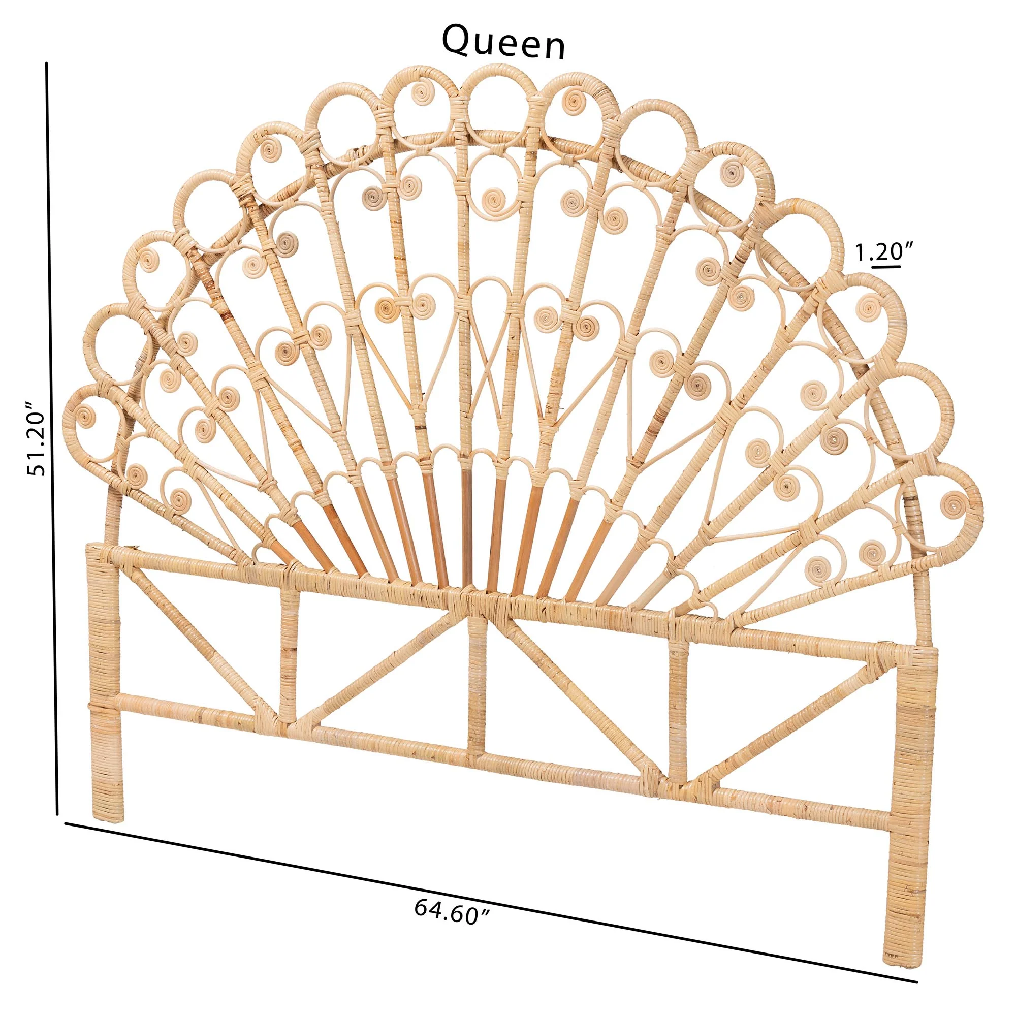 Baxton Studio bali & pari Rasima Modern Bohemian Natural Brown Rattan Queen Size Standalone Headboard - Image 7
