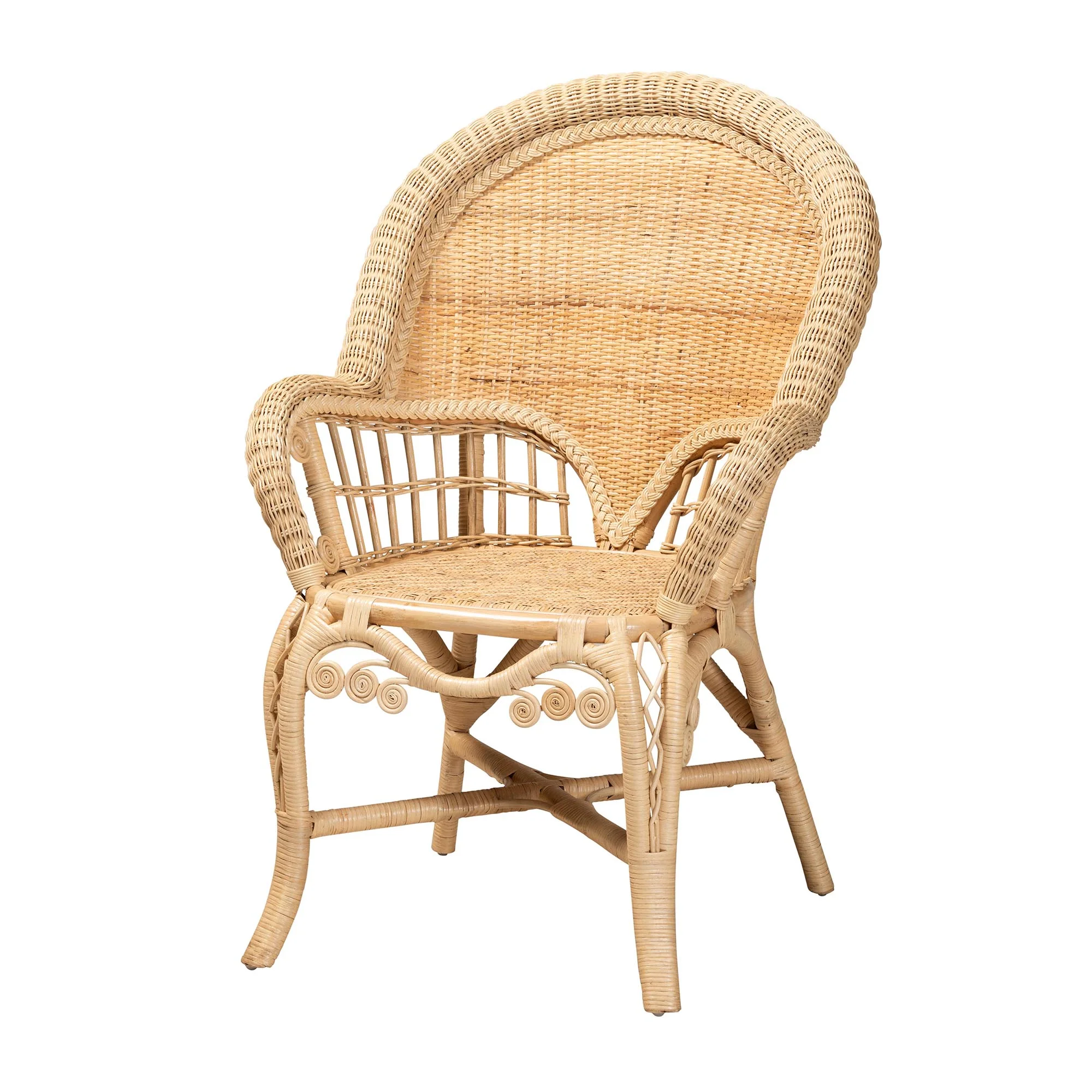 Baxton Studio bali & pari Ratu Modern Bohemian Natural Brown Rattan Accent Chair - Image 4