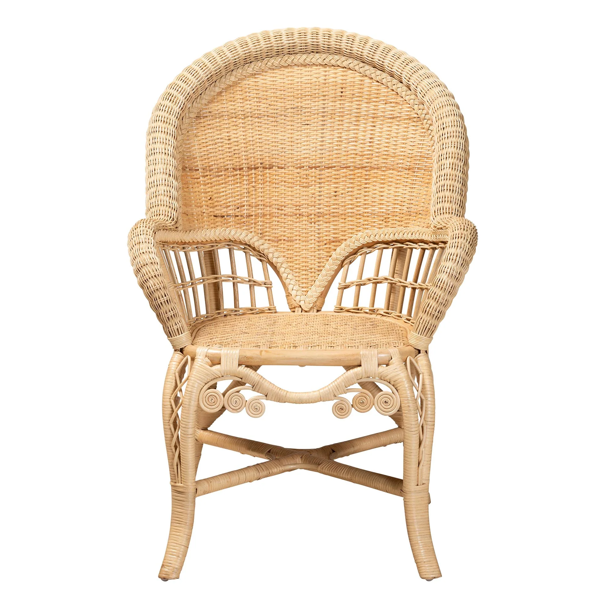 Baxton Studio bali & pari Ratu Modern Bohemian Natural Brown Rattan Accent Chair - Image 5