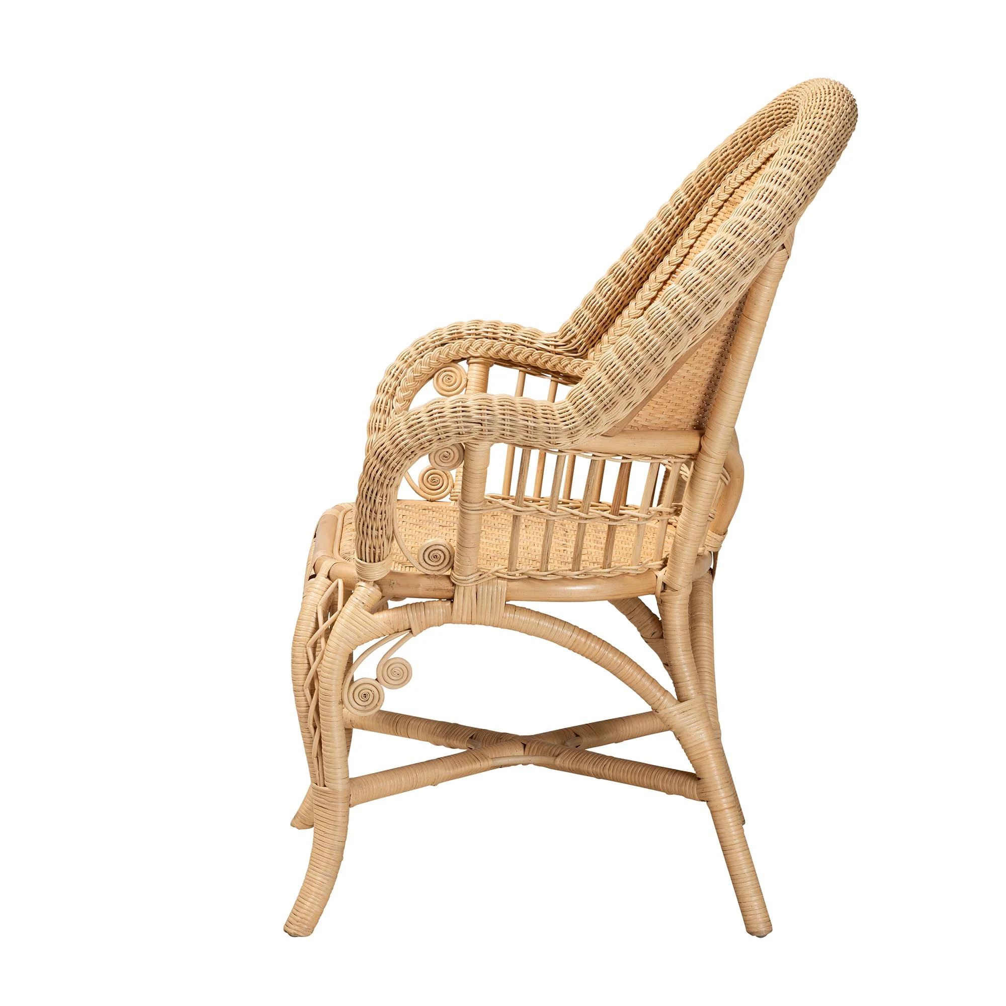 Baxton Studio bali & pari Ratu Modern Bohemian Natural Brown Rattan Accent Chair - Image 6