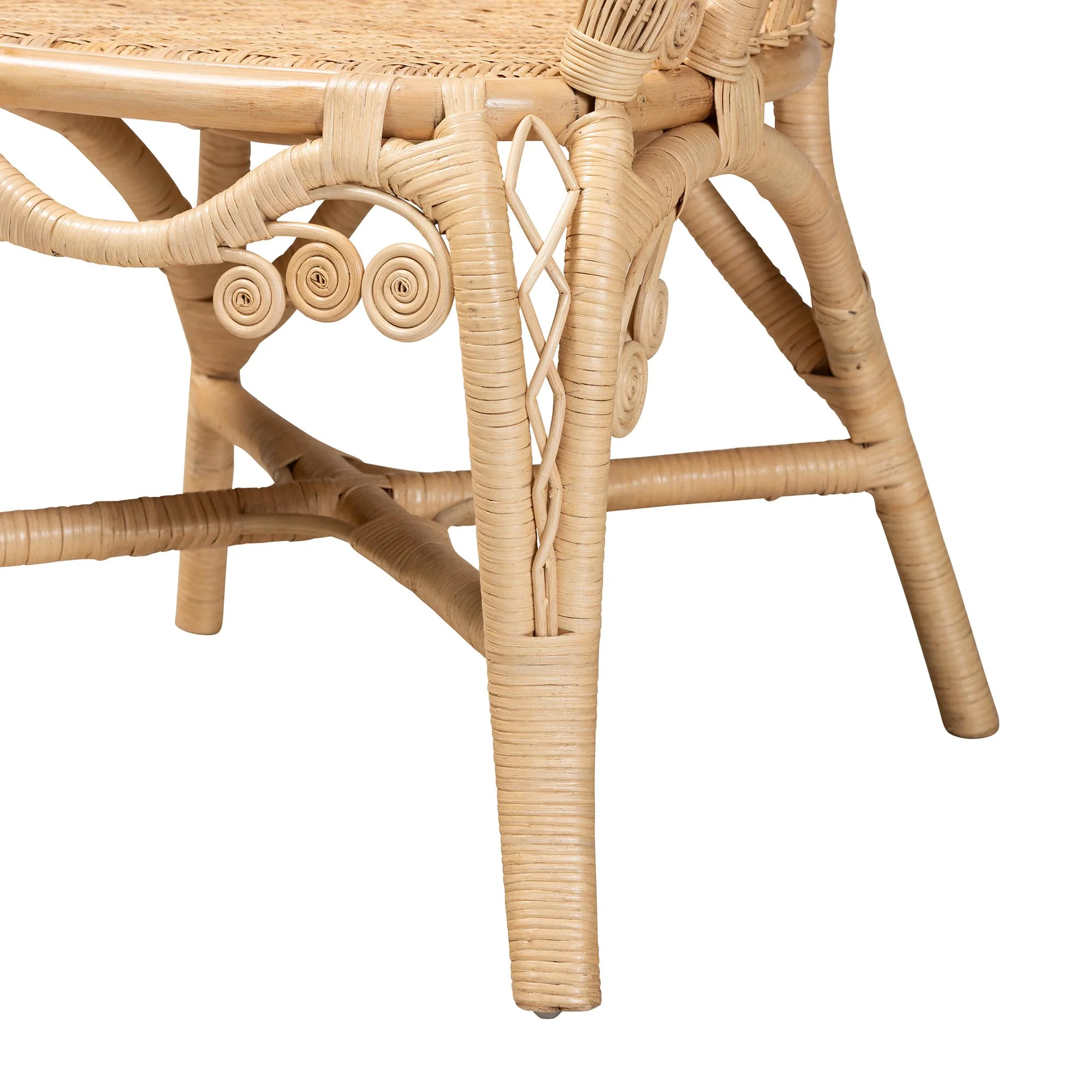 Baxton Studio bali & pari Ratu Modern Bohemian Natural Brown Rattan Accent Chair - Image 9
