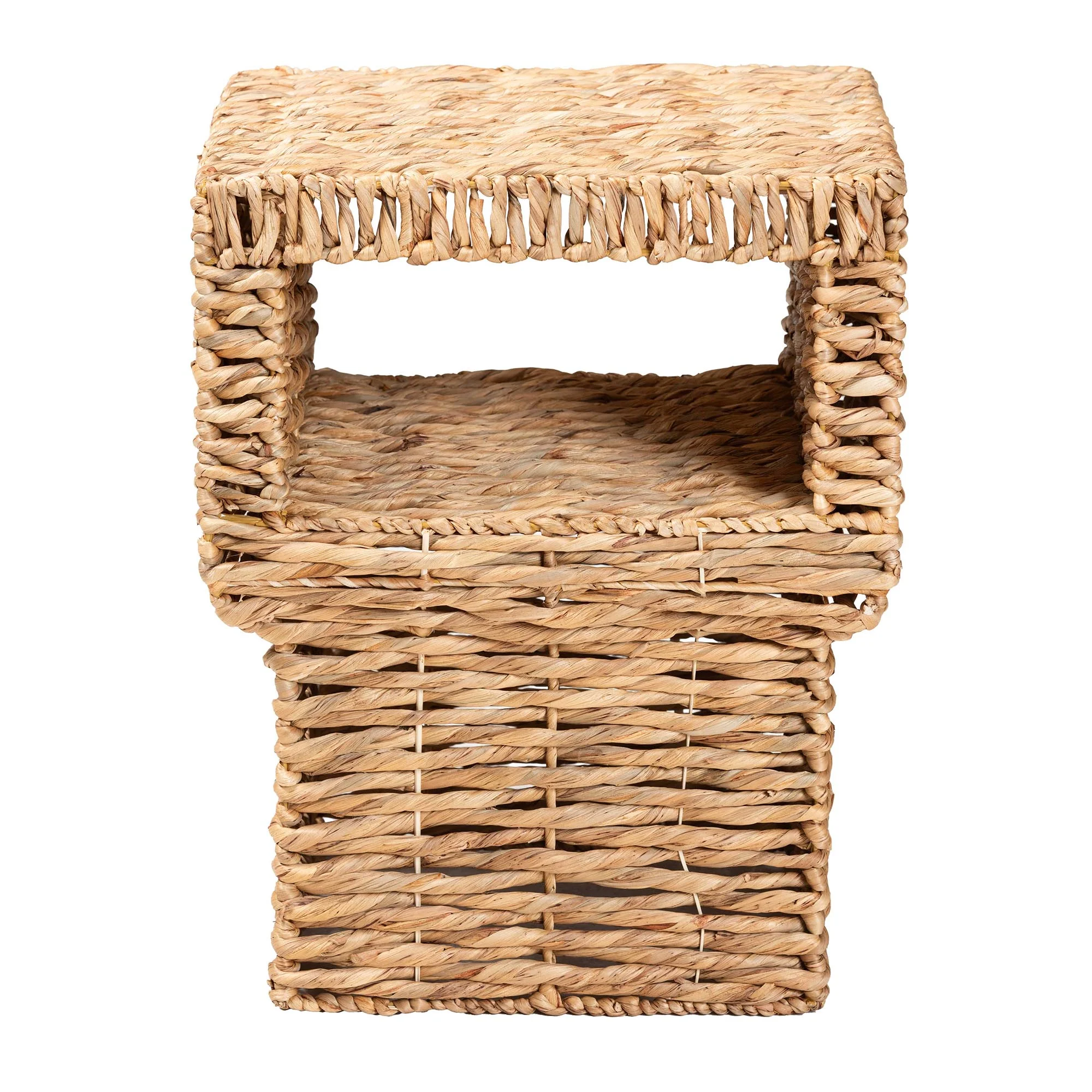 Baxton Studio bali & pari Raziel Modern Bohemian Natural Brown Seagrass and Wood End Table - Image 3
