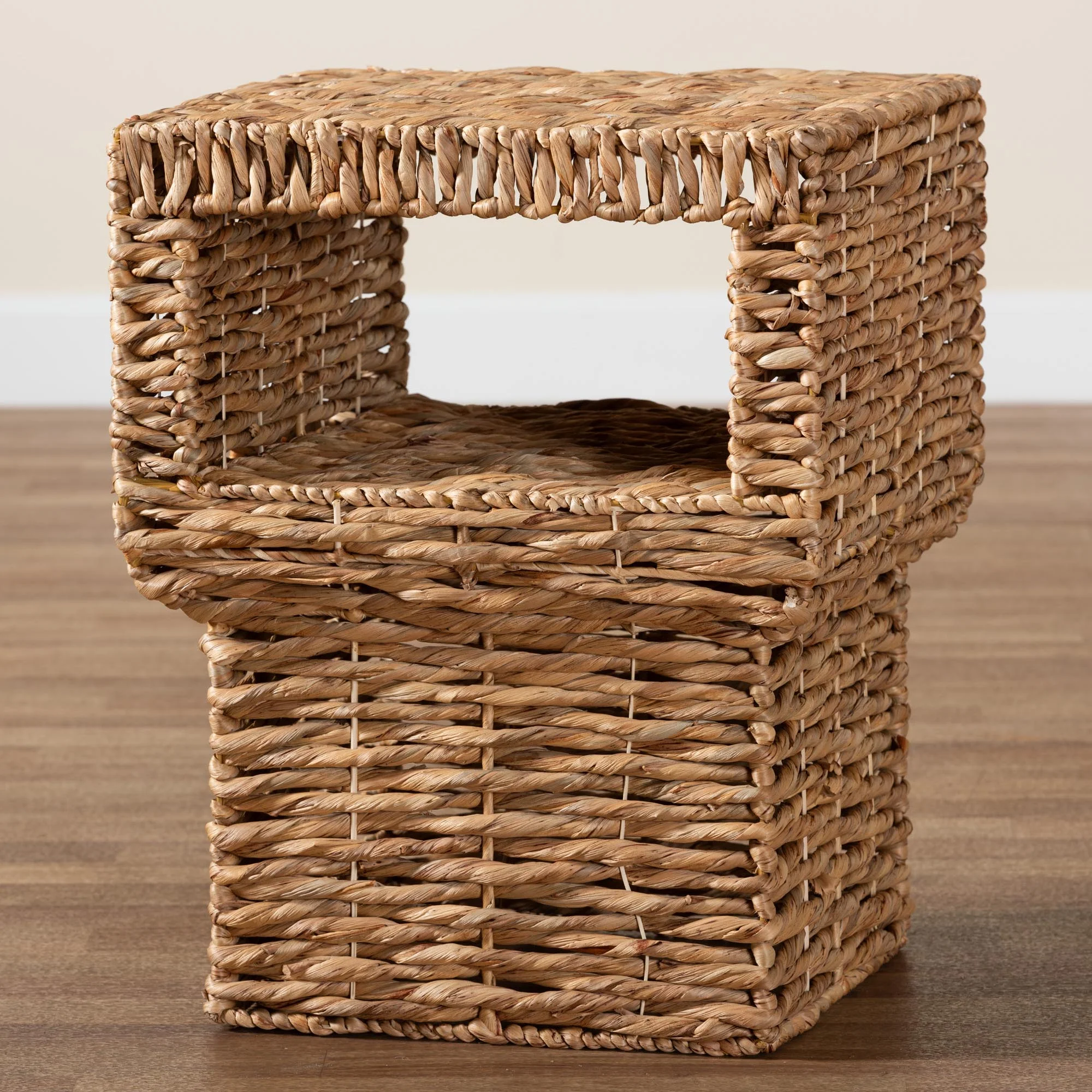 Baxton Studio bali & pari Raziel Modern Bohemian Natural Brown Seagrass and Wood End Table - Image 7