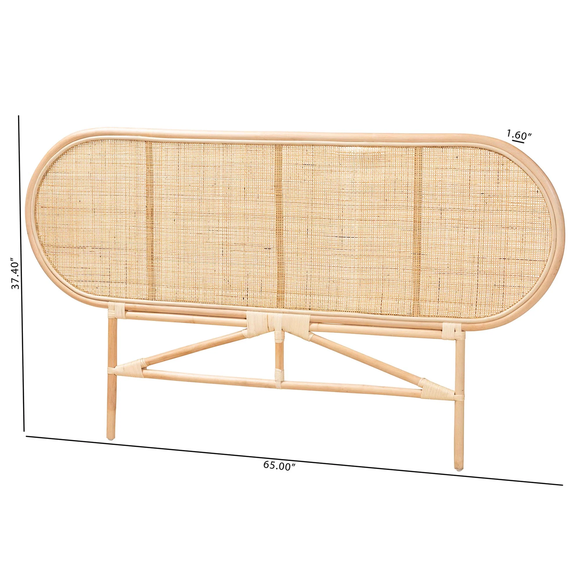 Baxton Studio bali & pari Reegan Modern Bohemian Natural Brown Rattan Queen Size Standalone Headboard - Image 2