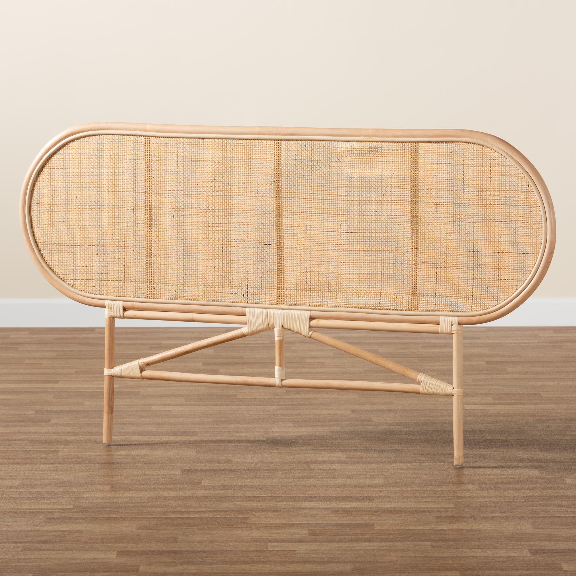 Baxton Studio bali & pari Reegan Modern Bohemian Natural Brown Rattan Queen Size Standalone Headboard - Image 8