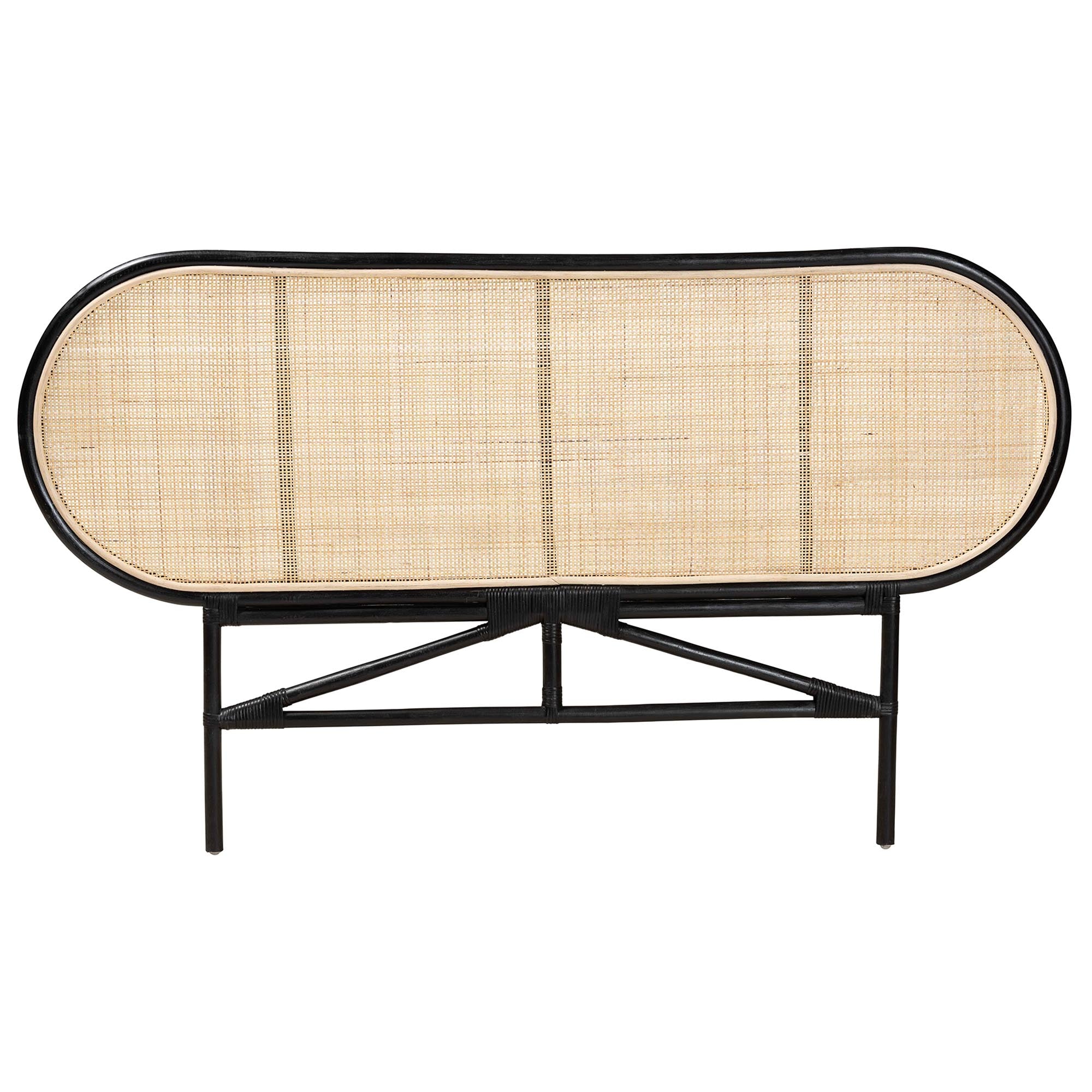 Baxton Studio bali & pari Reegan Modern Bohemian Two-Tone Black and Natural Brown Rattan Queen Size Standalone Headboard - Image 3