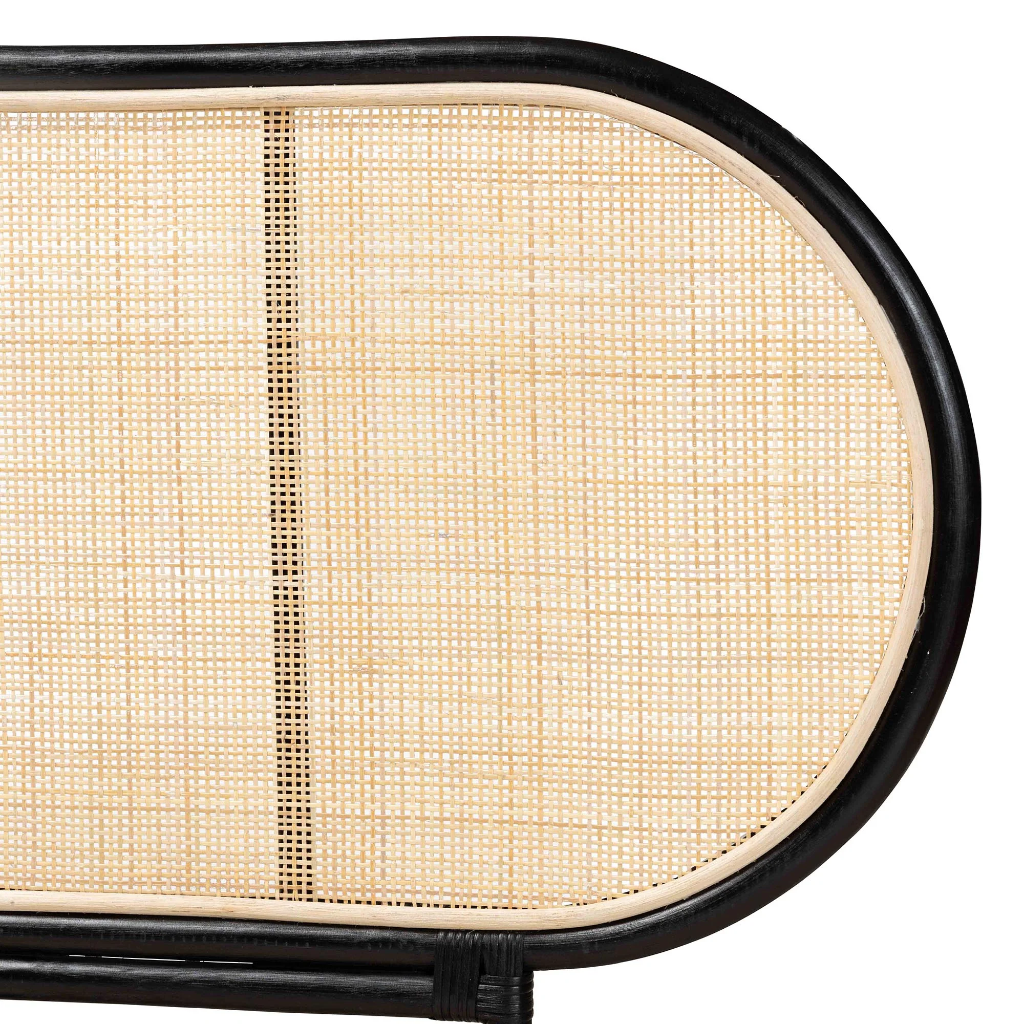 Baxton Studio bali & pari Reegan Modern Bohemian Two-Tone Black and Natural Brown Rattan Queen Size Standalone Headboard - Image 4