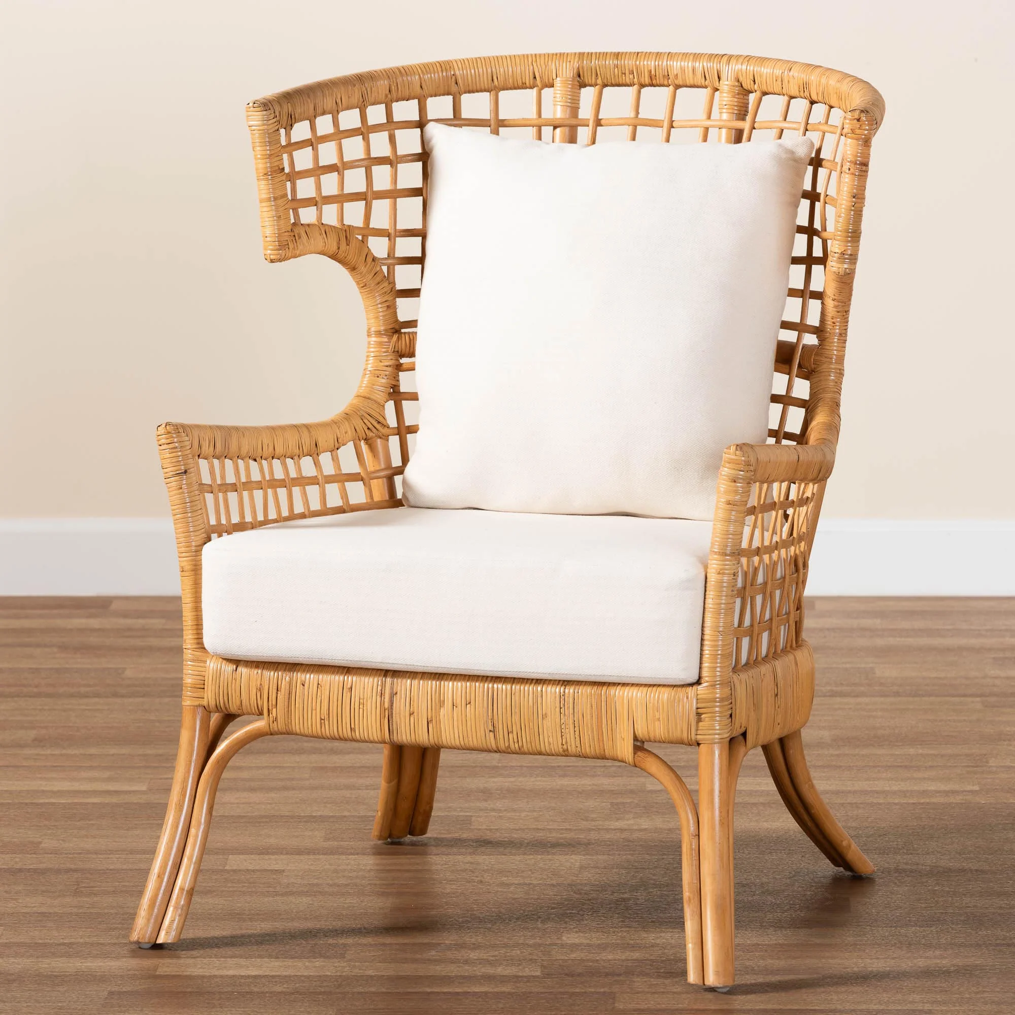 Baxton Studio bali & pari Regina Bohemian Light Honey Rattan Arm Chair - Image 2