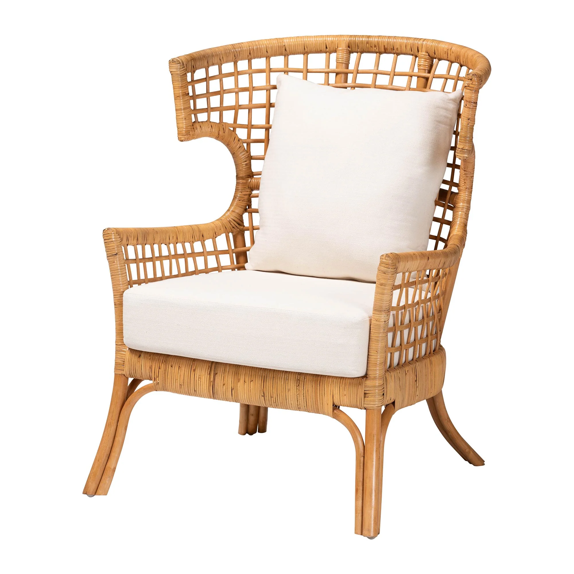 Baxton Studio bali & pari Regina Bohemian Light Honey Rattan Arm Chair - Image 4