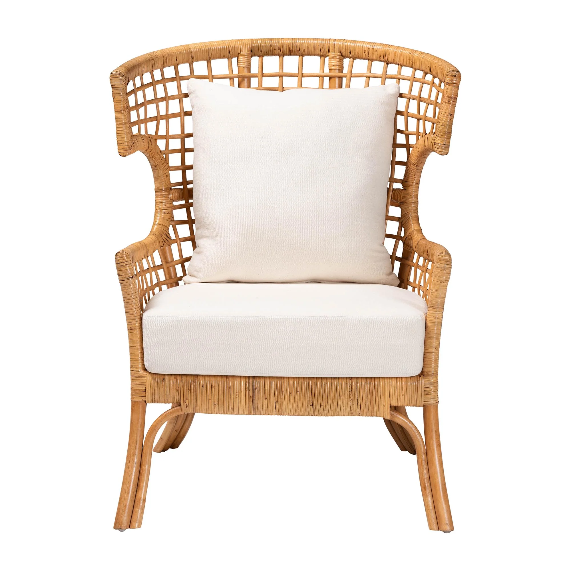 Baxton Studio bali & pari Regina Bohemian Light Honey Rattan Arm Chair - Image 5