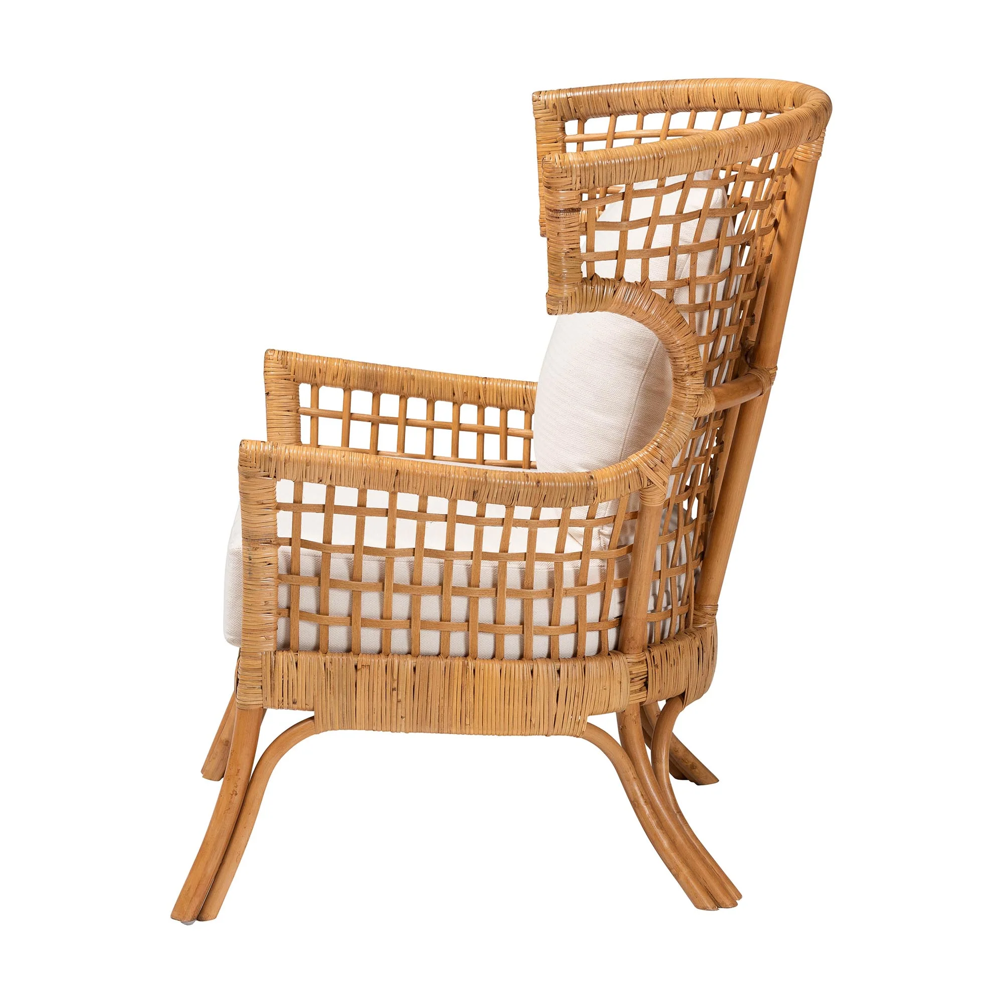 Baxton Studio bali & pari Regina Bohemian Light Honey Rattan Arm Chair - Image 6