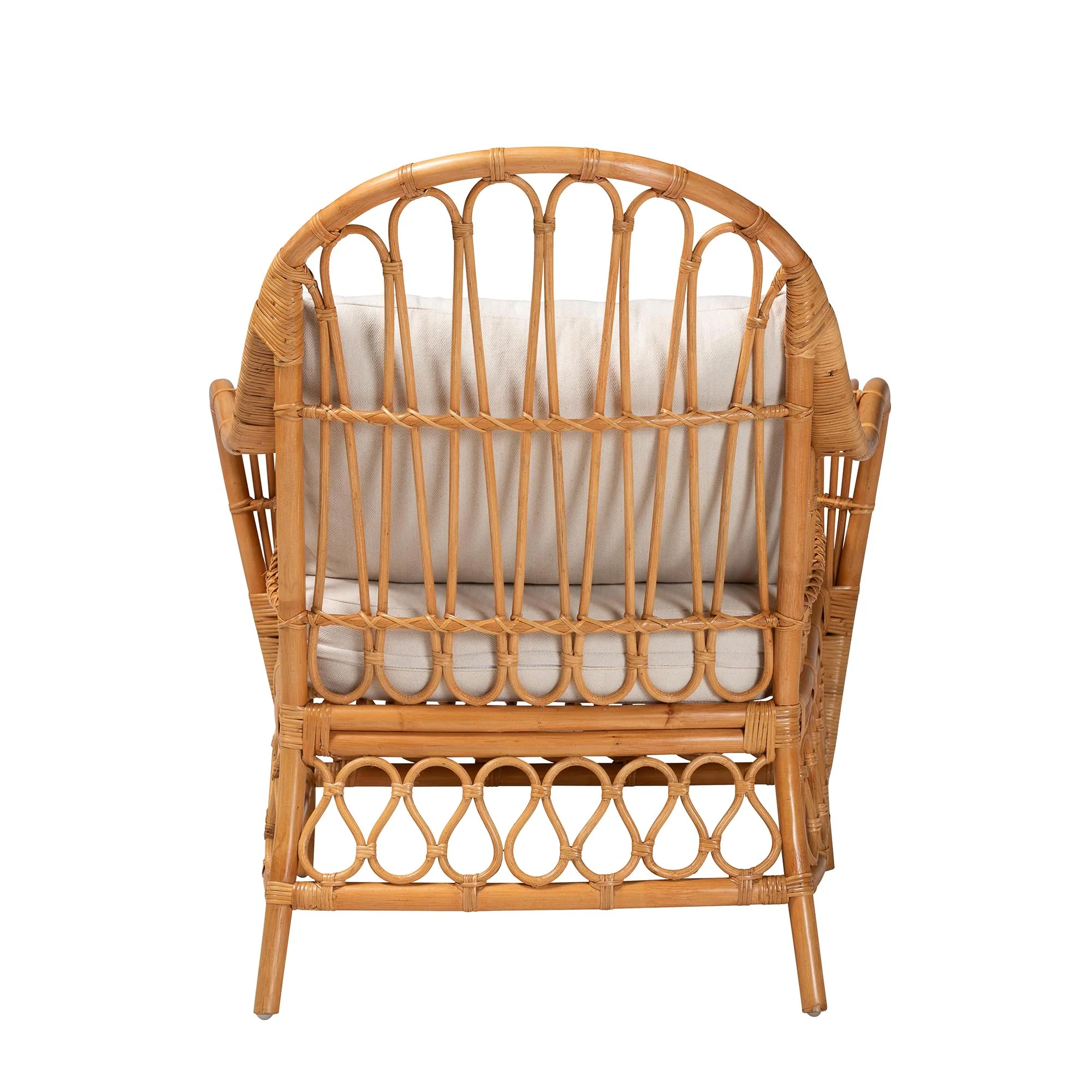 Baxton Studio bali & pari Reina Bohemian Light Honey Rattan Arm Chair - Image 7