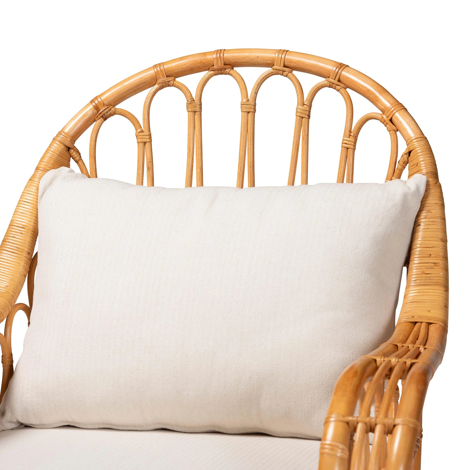 Baxton Studio bali & pari Reina Bohemian Light Honey Rattan Arm Chair - Image 8
